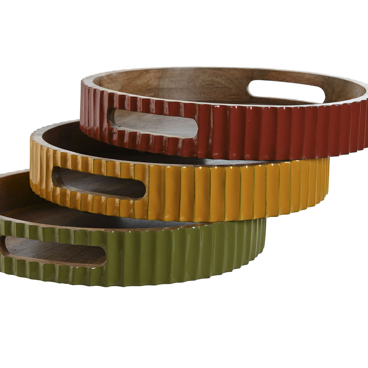 מגש בית אספריט אלמוג ירוק צהוב מנגו עץ 30 x 5 ס 