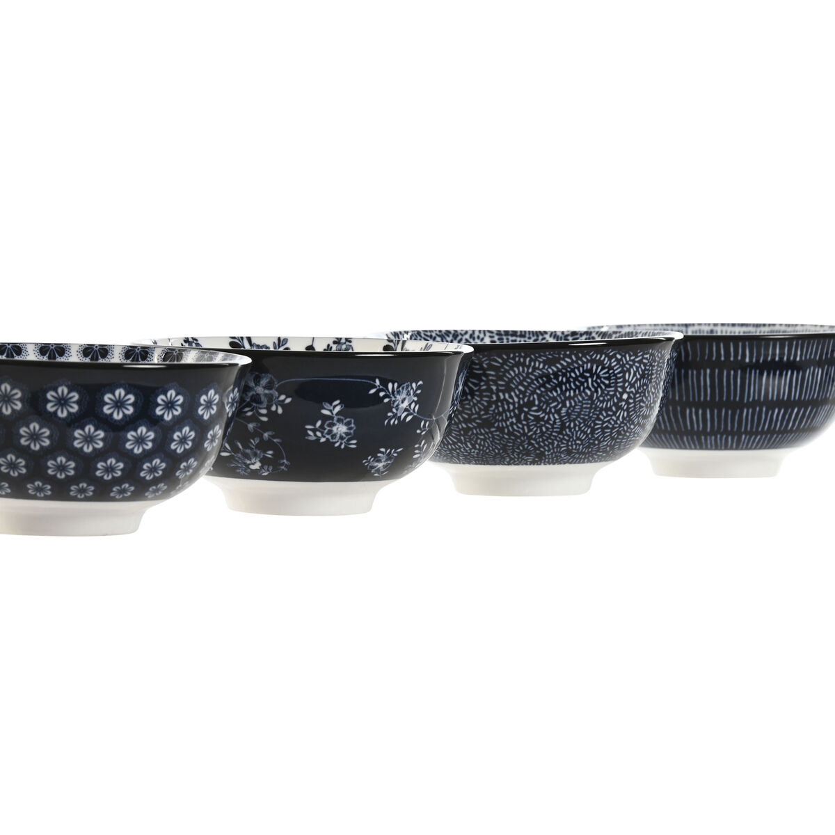 Home ESPRIT Blue White China Bowl Set Shabby Chic 11.5 x 11.5 x 6 cm-2