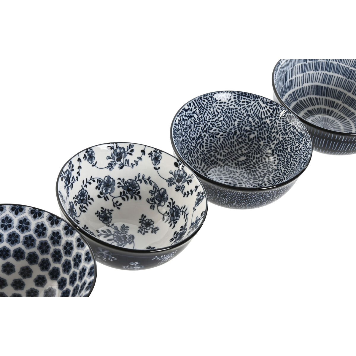 Home ESPRIT Blue White China Bowl Set Shabby Chic 11.5 x 11.5 x 6 cm-3