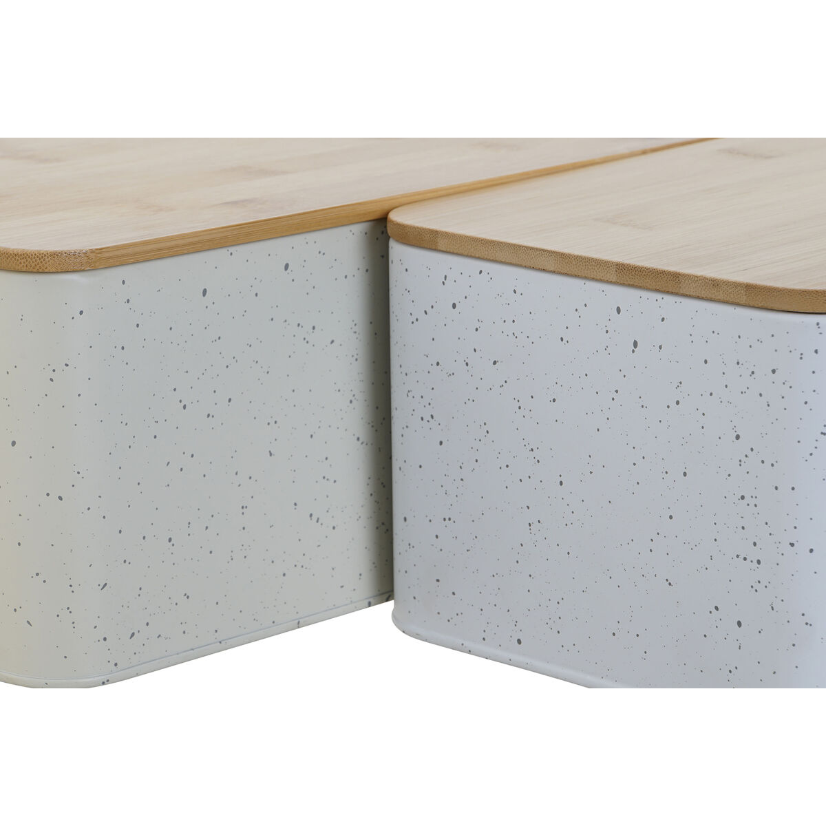 Home ESPRIT White Beige Metal Acacia Wood 33 x 18 x 12 cm (2 pieces)-2