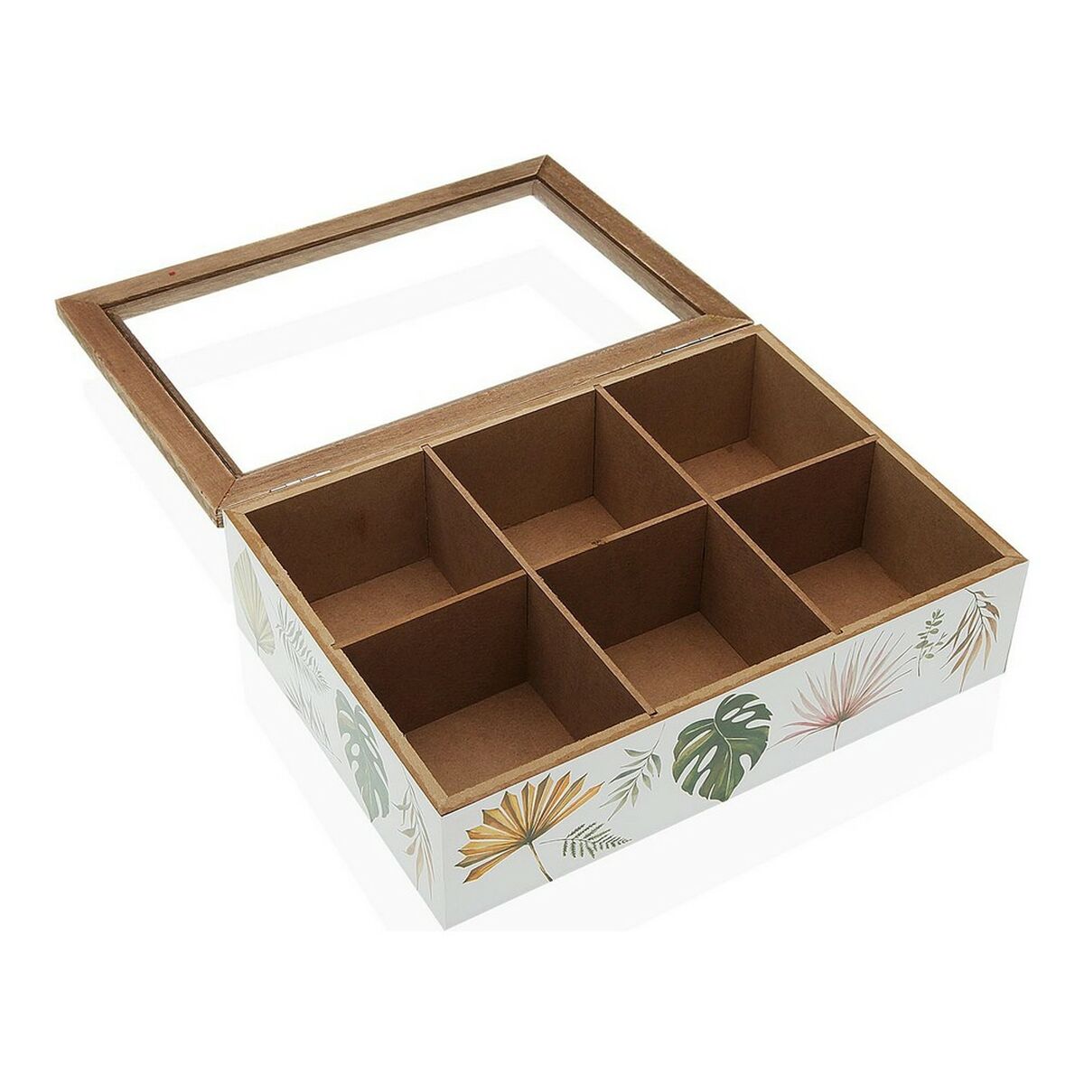 Roxanne Tea Box Leaves Wooden (17 x 7 x 24 cm)-2