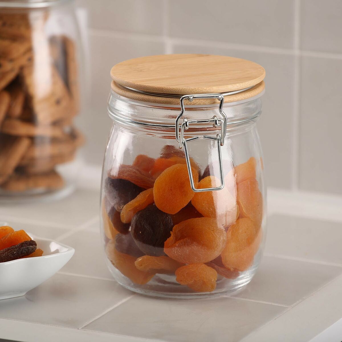 Стеклянная банка Versa 750 ml Стеклянный Бамбук 10 x 14 x 10 cm-2