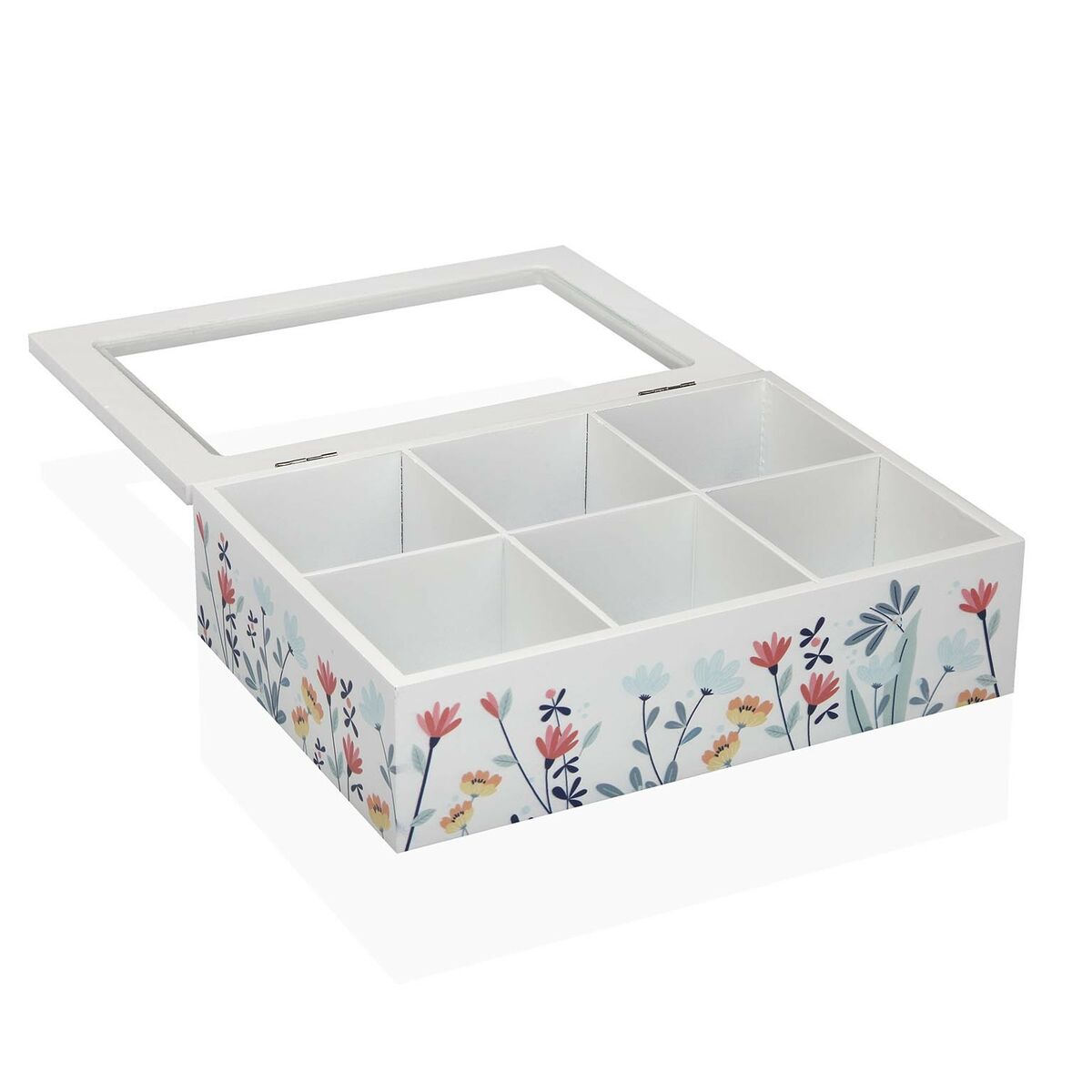 Versa Selene Tea Box Wooden 17 x 7 x 24 cm White-2
