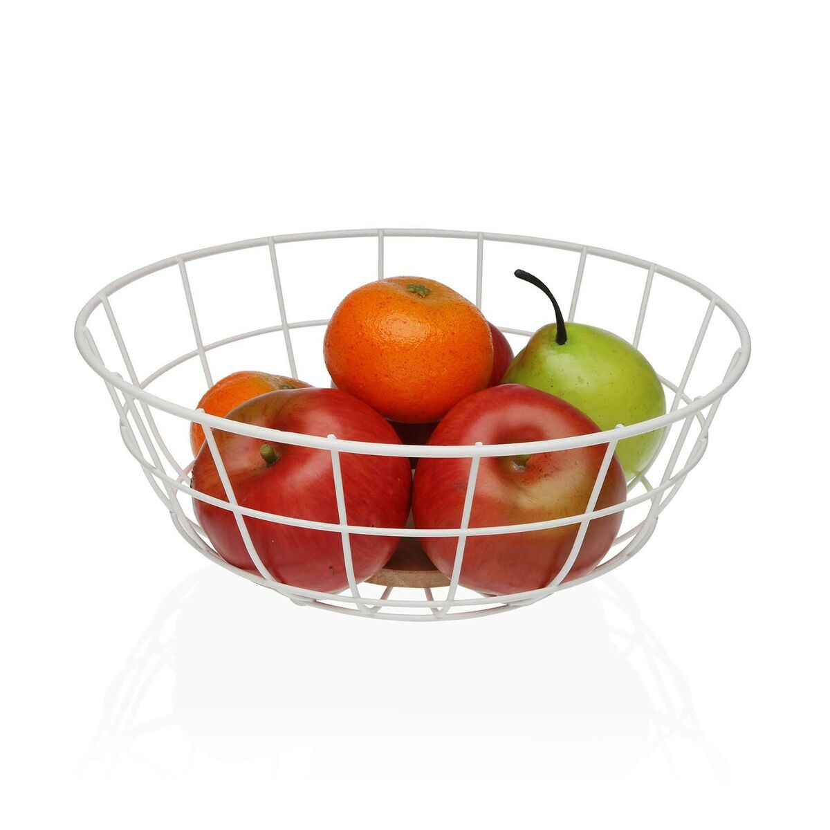 Versa White Fruit Bowl 28 x 12 x 28 cm Rubber Wood Steel Iron-2