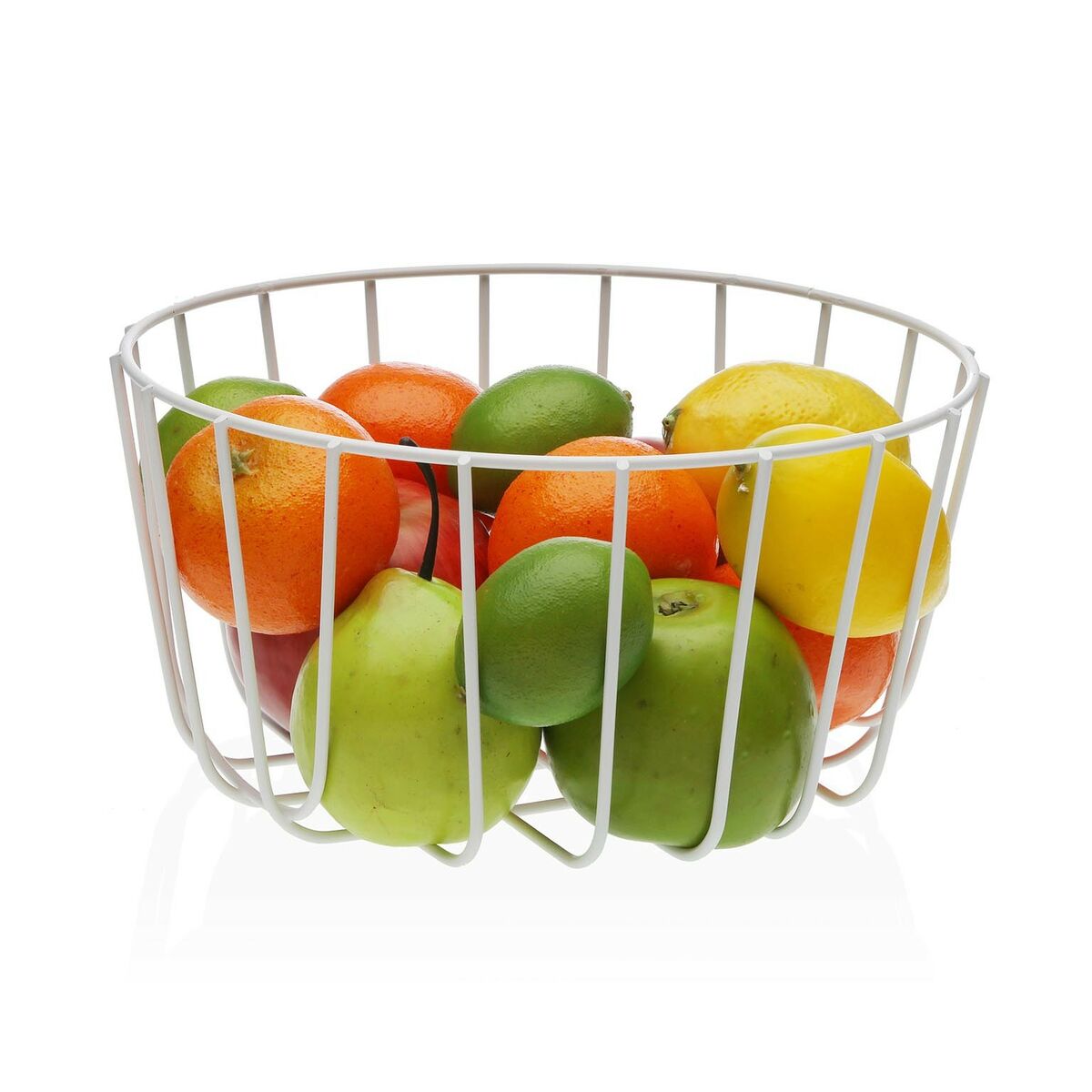 Versa Fruit Bowl White Metal Ceramic Steel 26 x 13 x 26 cm-2