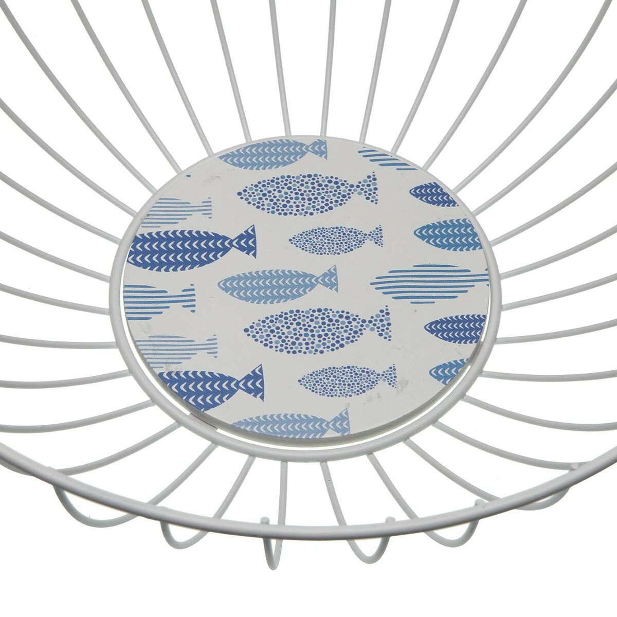 Versa Fruit Bowl Fish Metal Steel Wooden MDF 28 x 10 x 28 cm-2