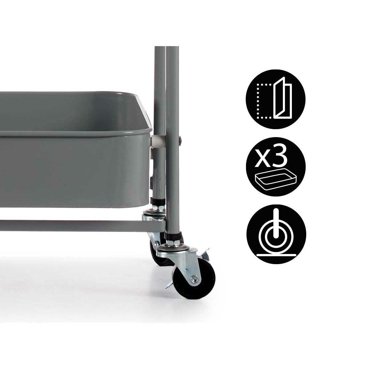 Movable pedestal Grey Steel Plastic (29.5 x 78.5 x 45.5 cm)-3