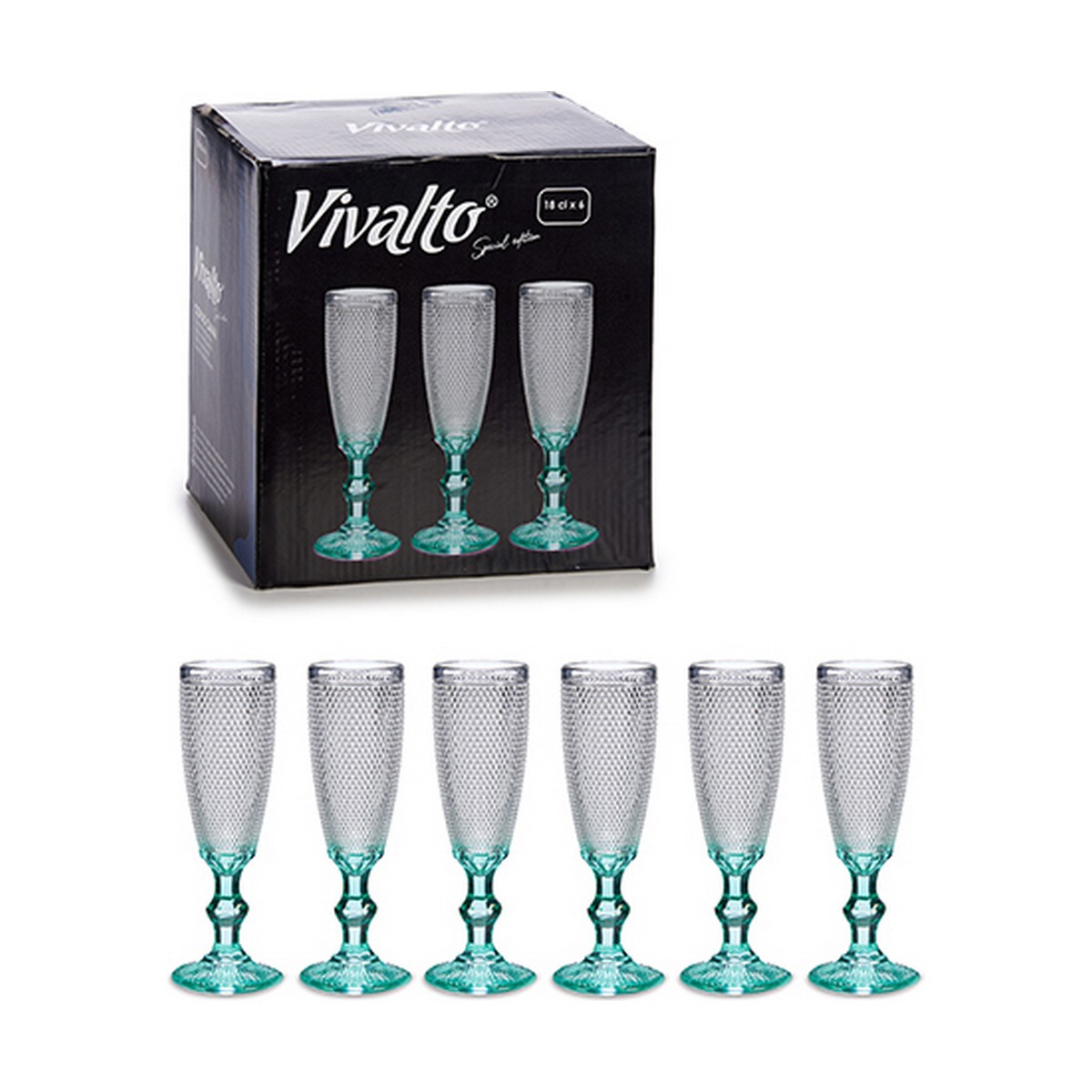 Copo de champanhe turquesa Óculos Vidro 6 mil (185 ml)-3