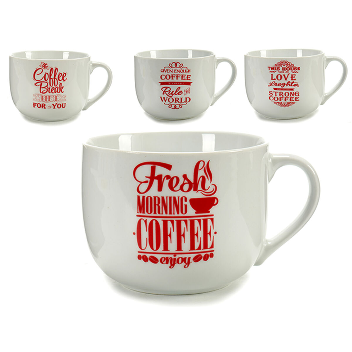 Чашка Coffee Фарфор Красный Белый 500 ml 24 штук-2