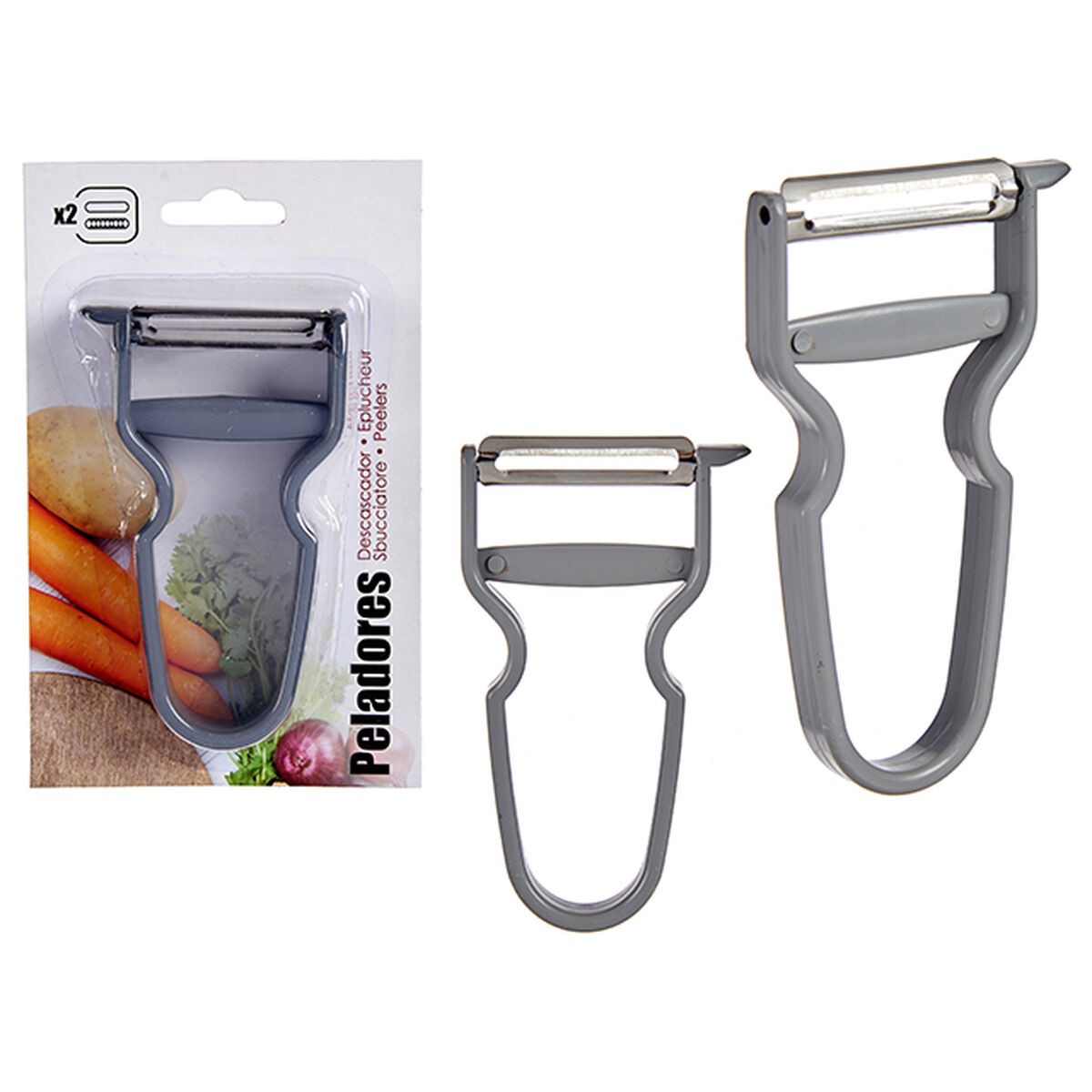 Vegetable Peeler Vegetable Peeler Grey Stainless Steel Plastic 11 x 6.7 x 1.1 cm (12 pieces)-2