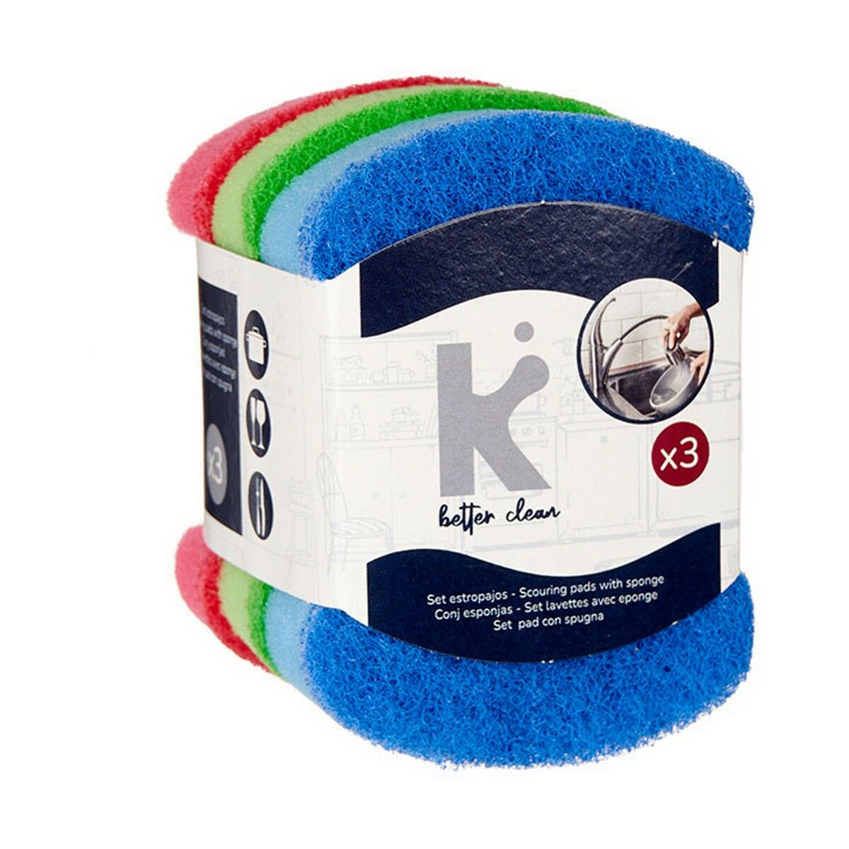 Set of washcloths Multi-colored abrasive fiber 7 X 10 X 2.5 cm (20 pieces)-2