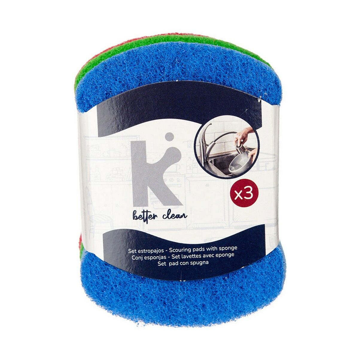 Set of washcloths Multi-colored abrasive fiber 7 X 10 X 2.5 cm (20 pieces)-3