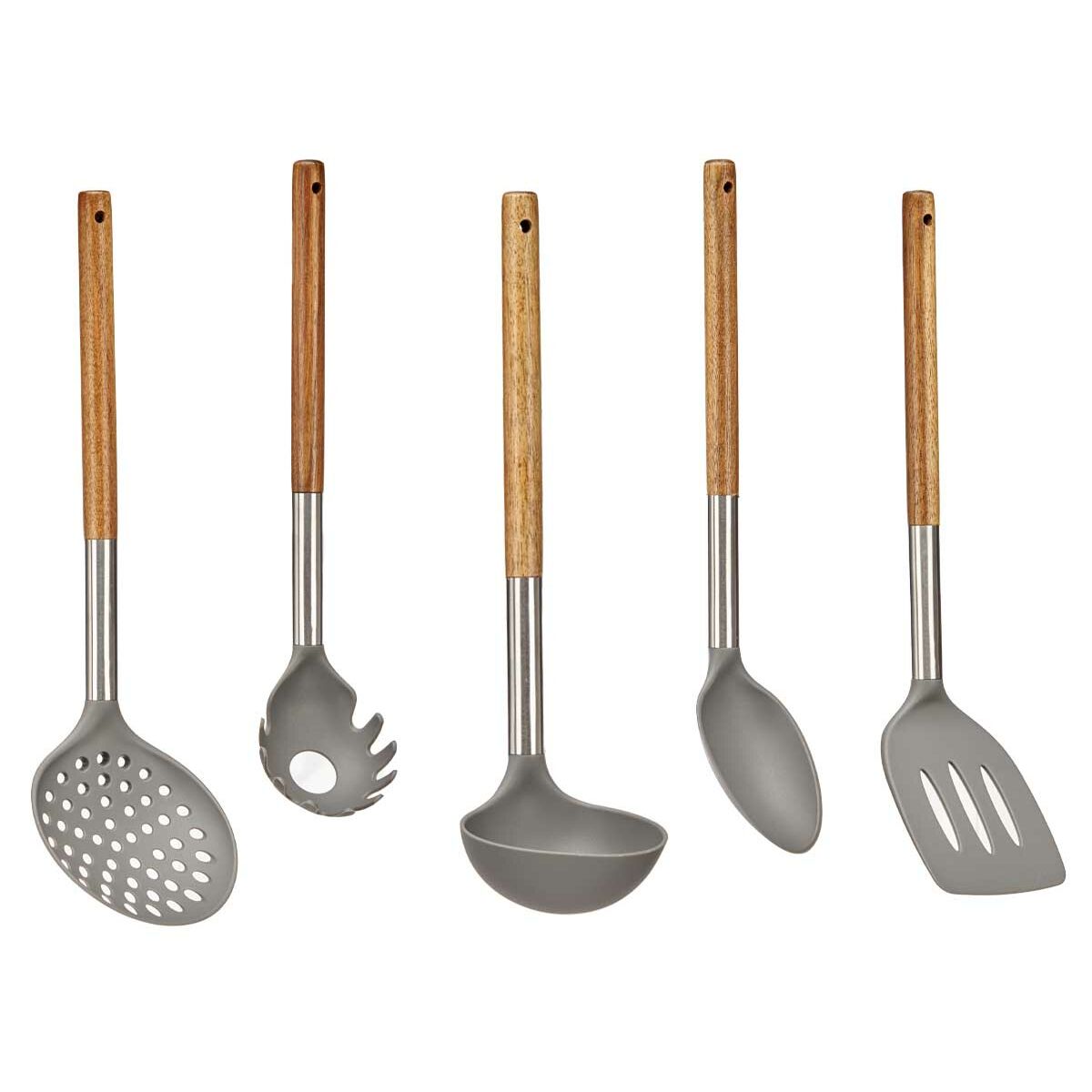 Kitchen kit Grey Stainless Steel Acacia Wood (6 pieces)-2