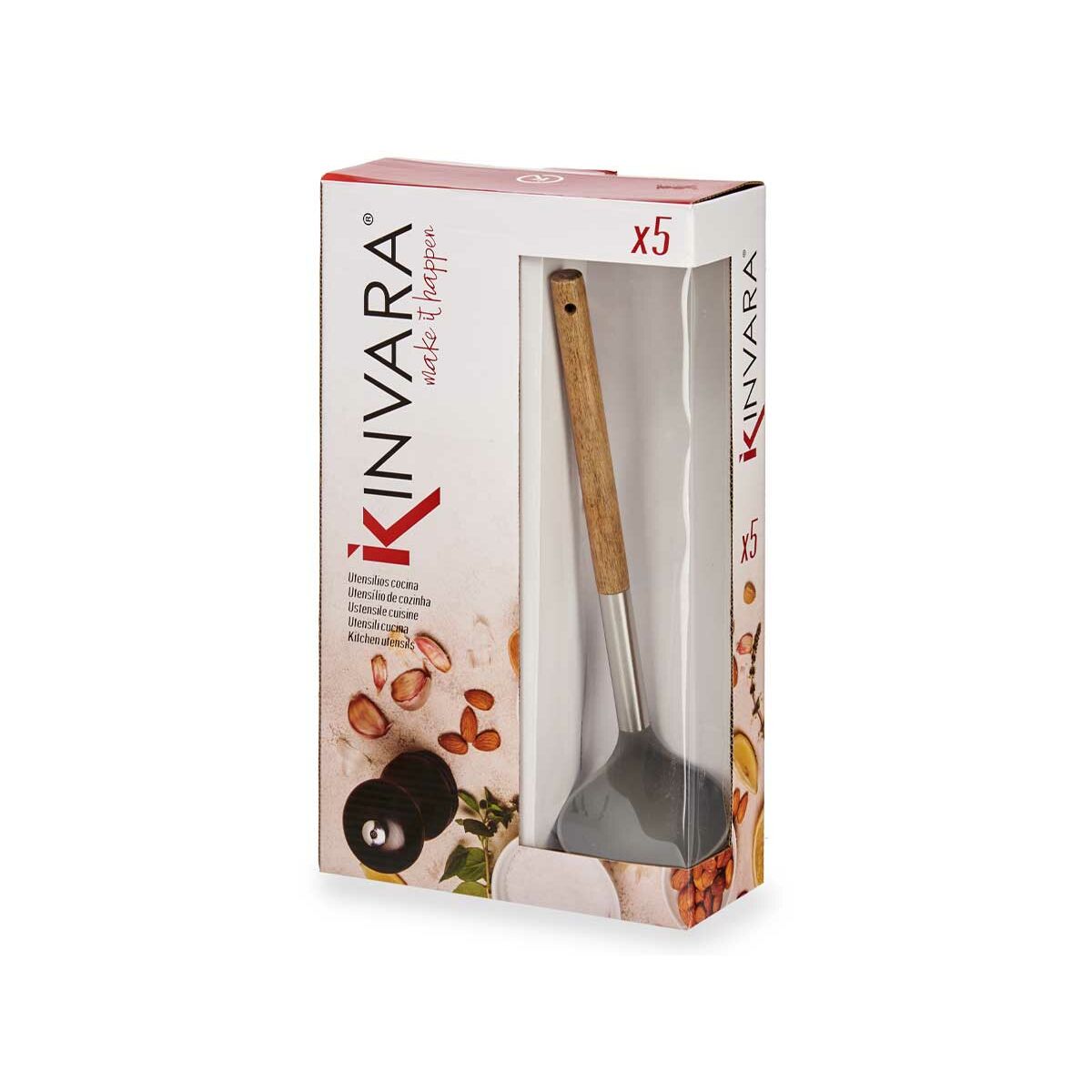 Kitchen kit Grey Stainless Steel Acacia Wood (6 pieces)-3