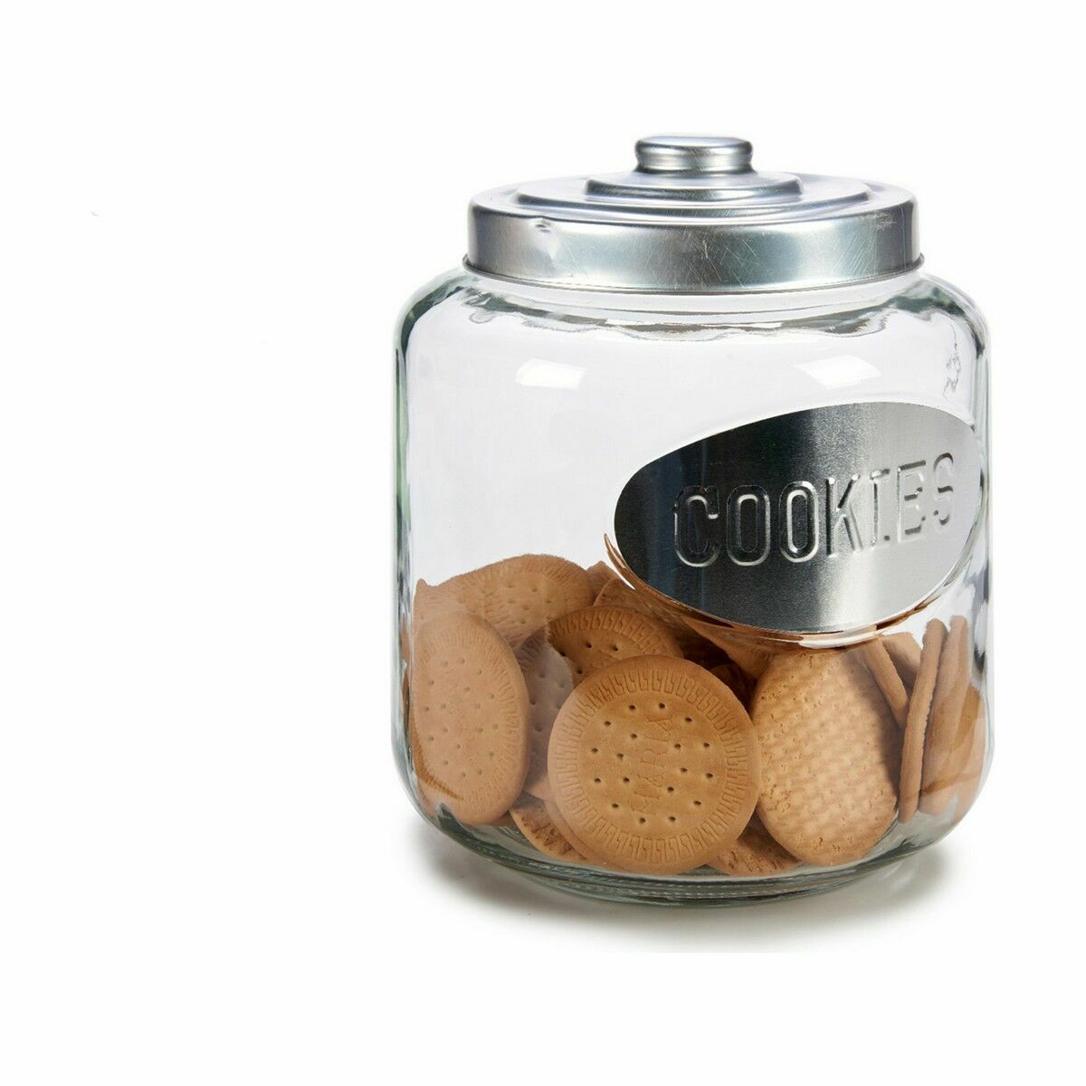 Cookie jar Silver Metal 400 ml 19 x 22.5 x 19 cm (4 pieces)-4