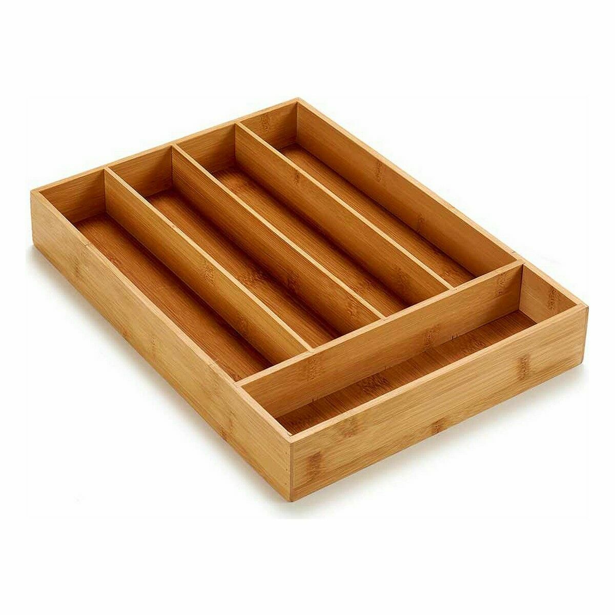 Cutlery Organizer Brown Bamboo 25.5 x 5 x 35.5 cm (12 pieces)-2