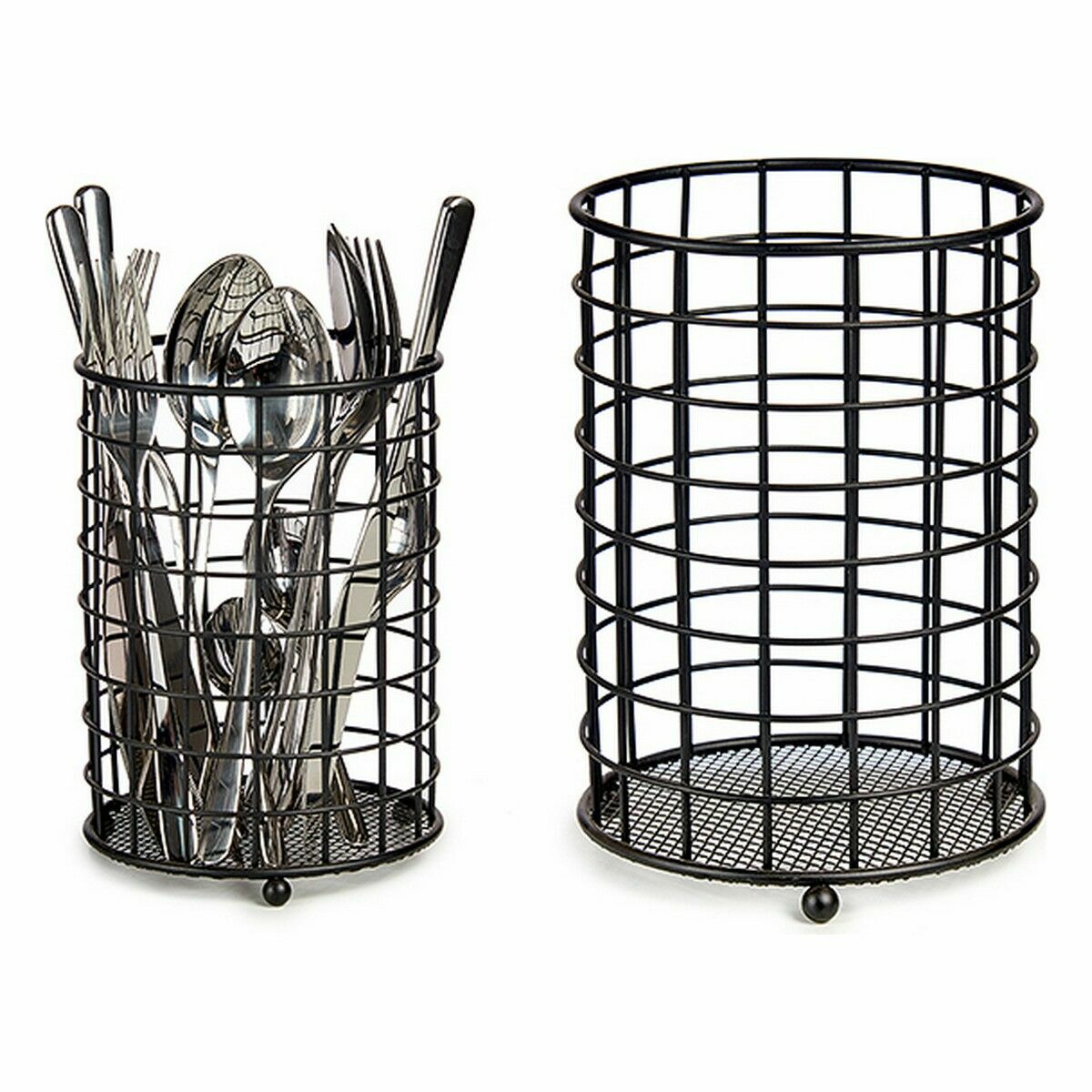 Сушилка для столовых приборов Чёрный Сталь 12,8 x 17,5 x 12,8 cm (12 штук)-2