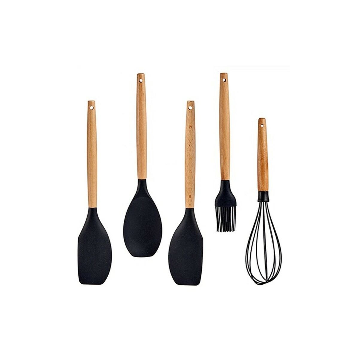 Kitchen accessories set Black Silicone beech wood (24 pieces)-3
