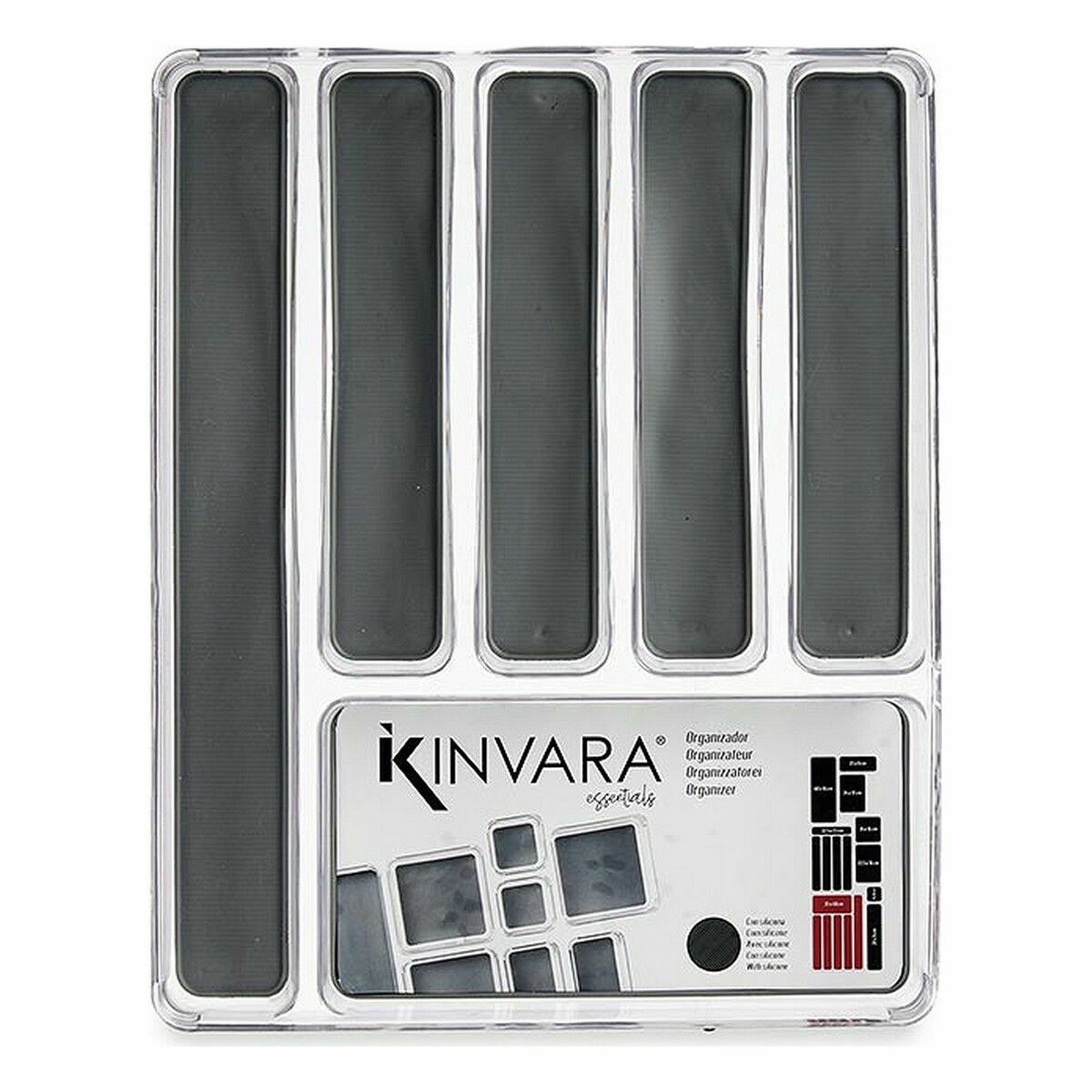 Cutlery Organizer Recycled Plastic Grey 32.3 x 4.5 x 40 cm (12 pieces)-2