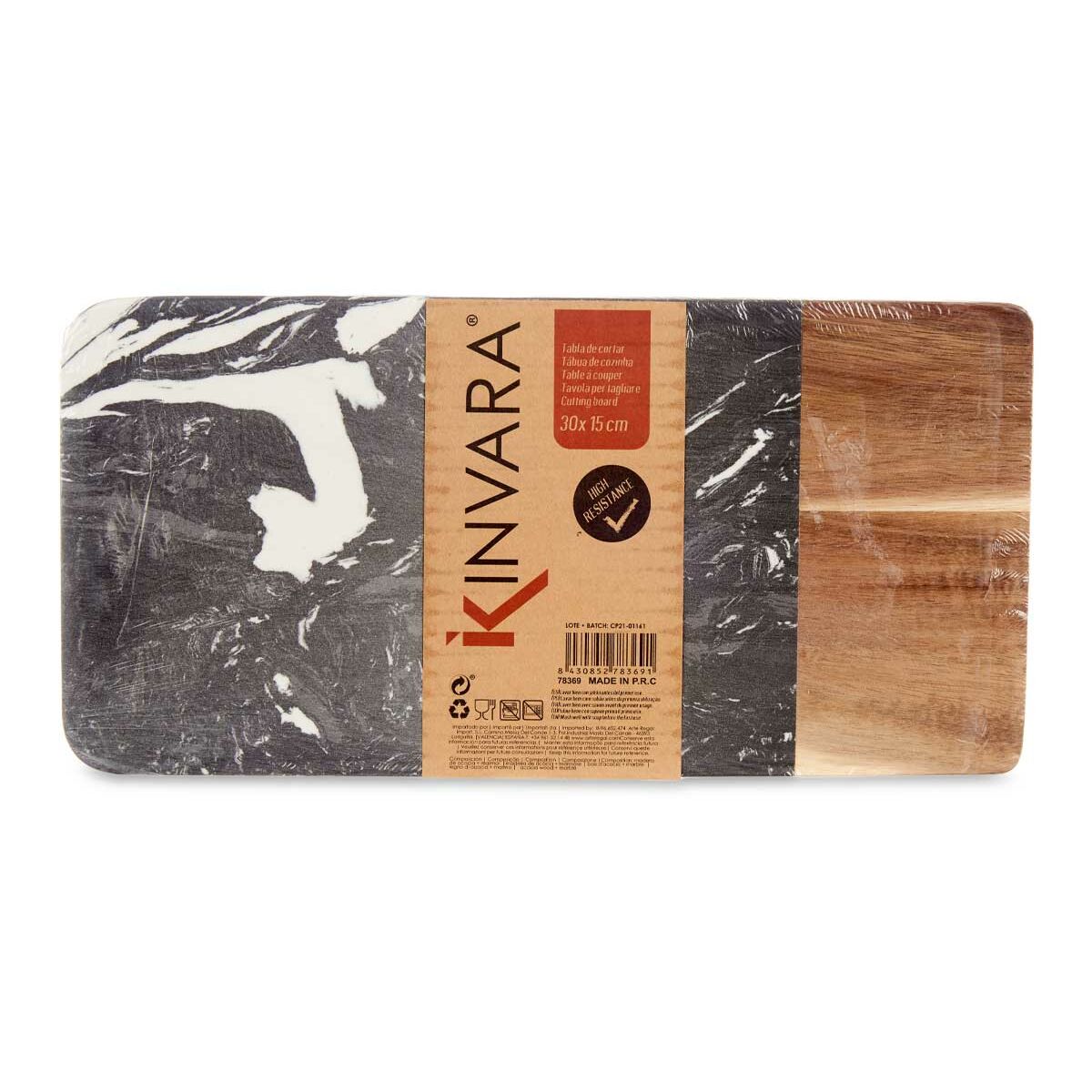 Cutting board Black Marble acacia wood 15 x 1.3 x 30 cm (8 pieces)-3