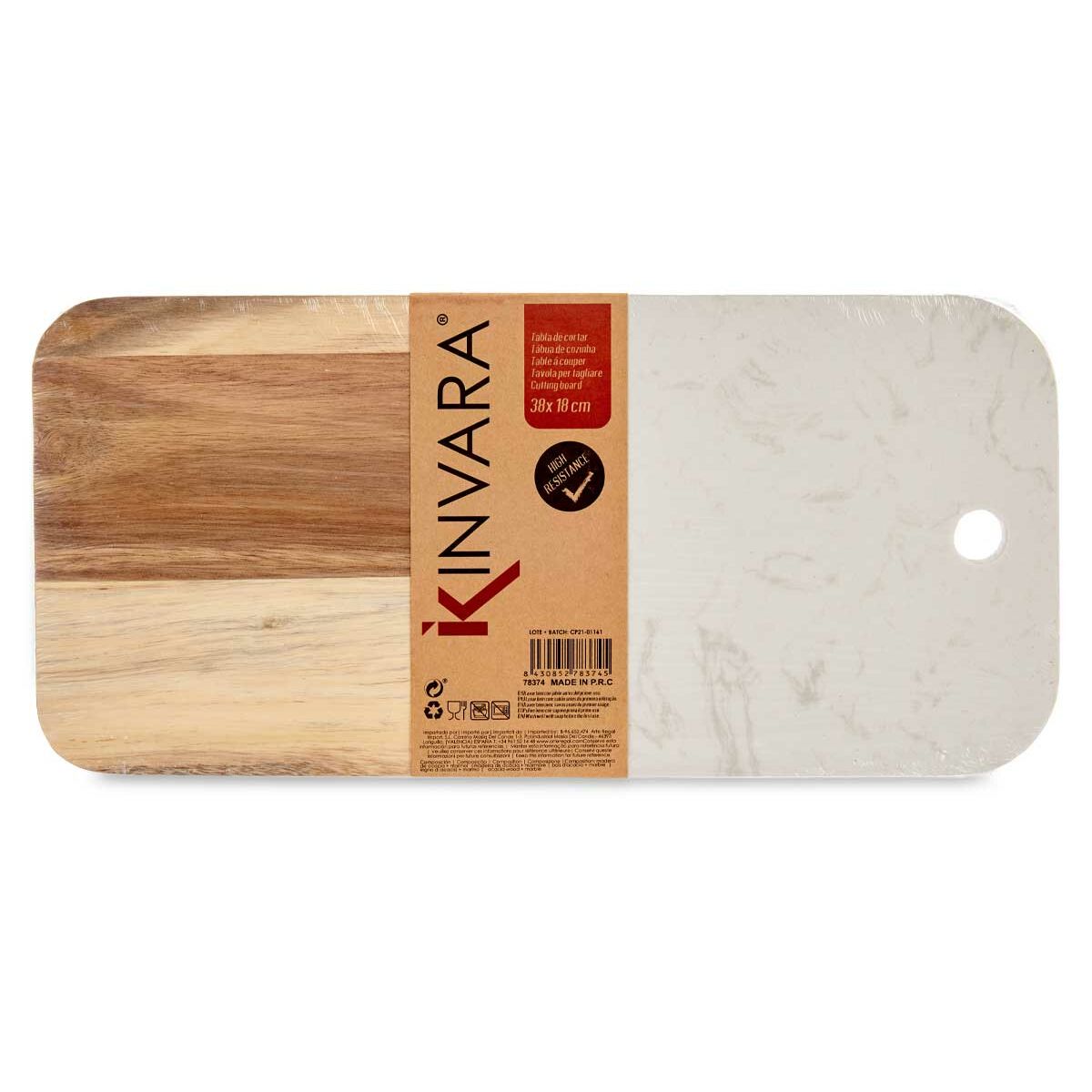 Cutting board White Marble Acacia Wood 18 x 1.5 x 38 cm (8 pieces)-3