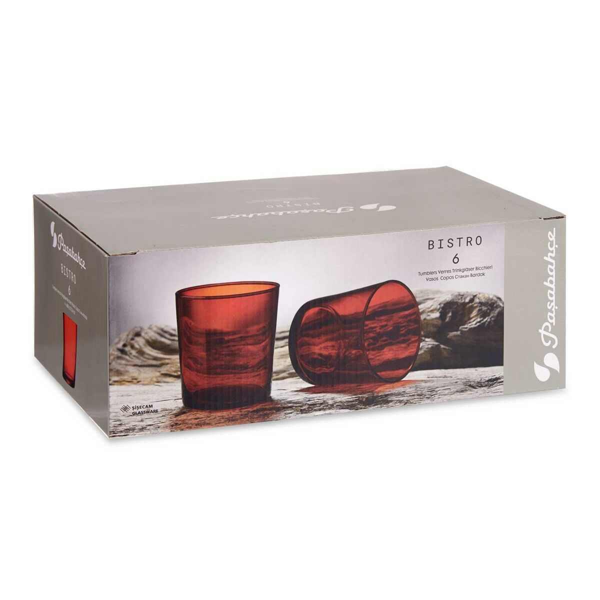 Juego de vasos de vidrio rojo Bistro 380 ml (4 piezas)-3