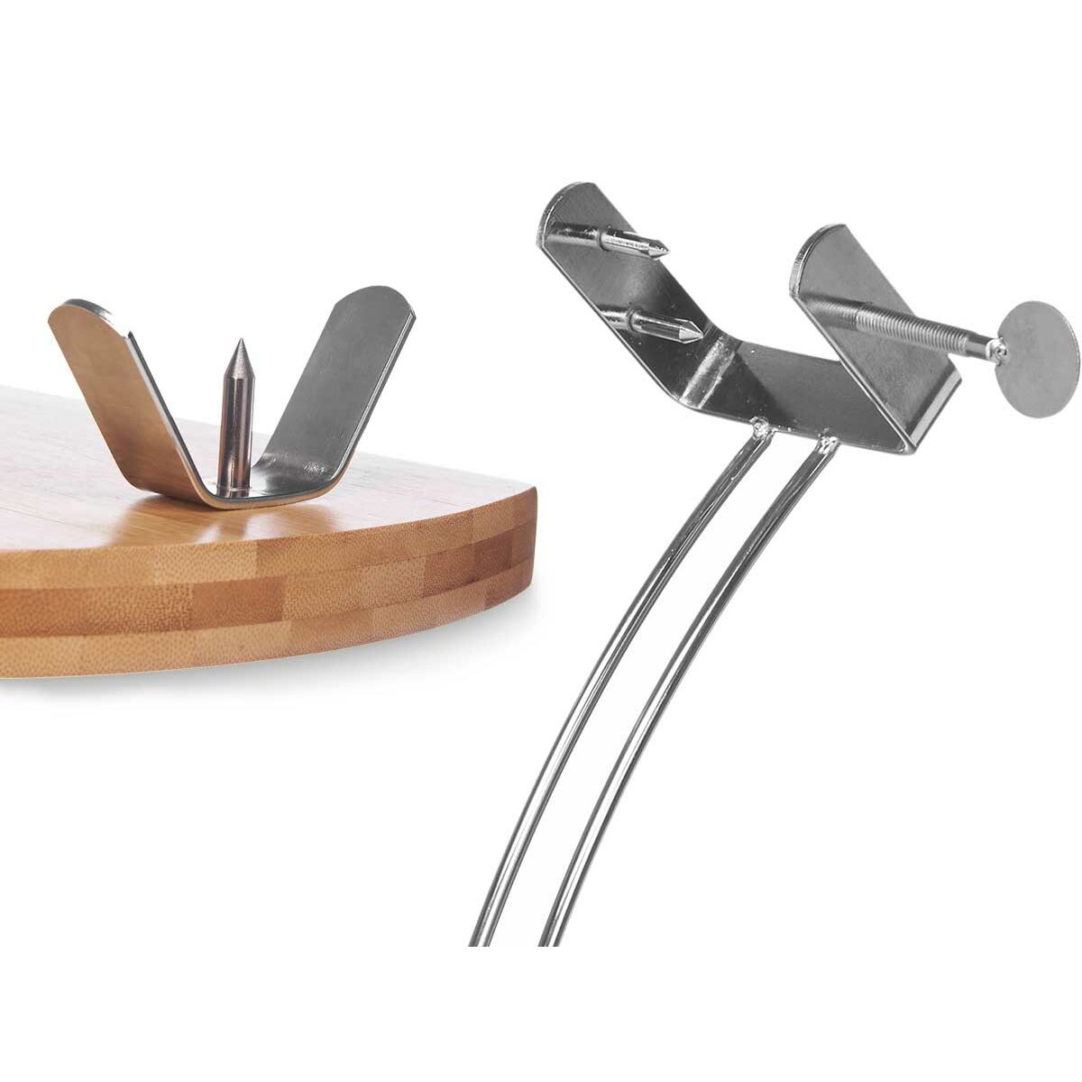 Деревянная Подставка для Нарезки Хамона Натуральный Металл Бамбук 47 x 16,5 x 36 cm-3