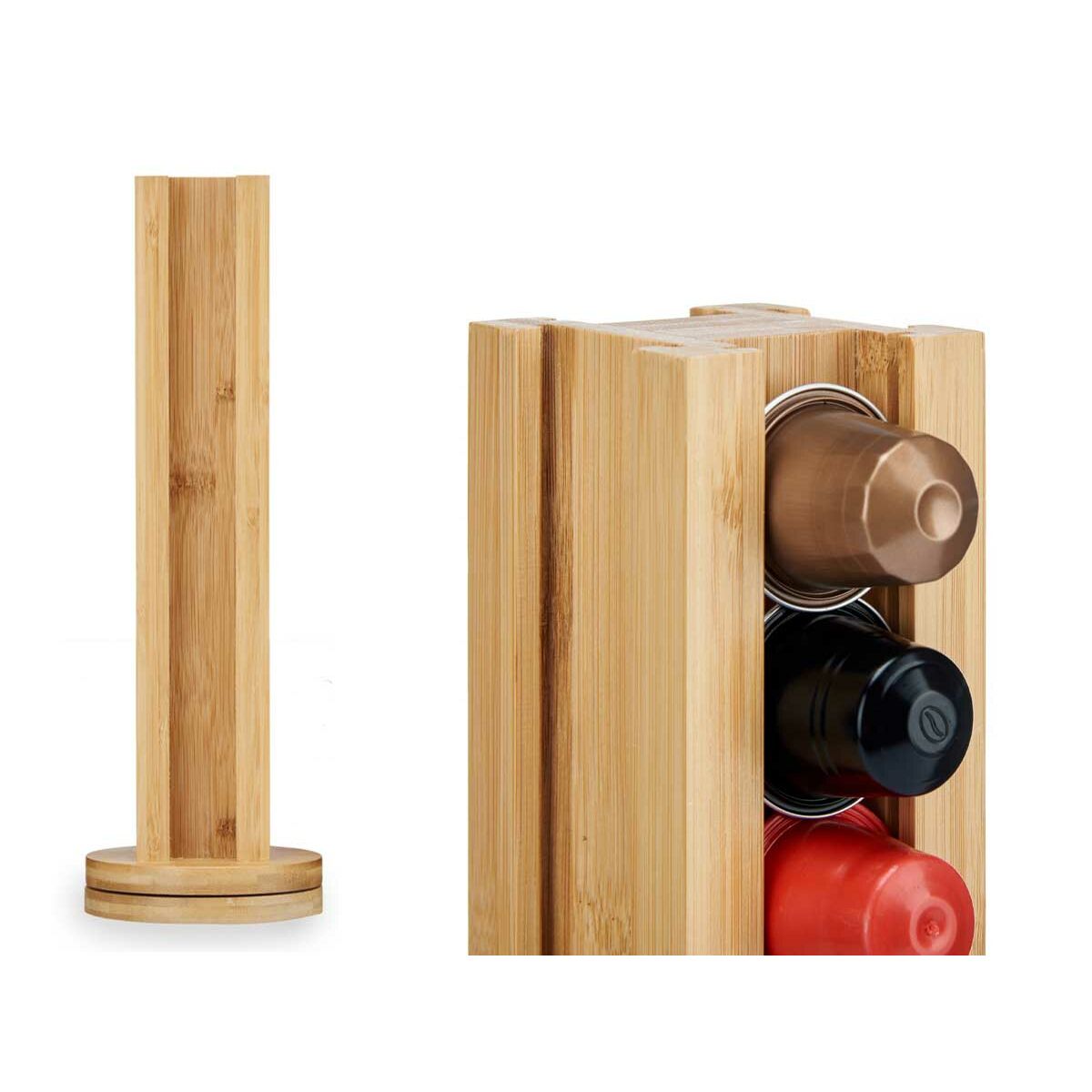 Підставка для 36 кавових капсул Обертовий Бамбук 11 x 11 x 34 cm (6 штук)-3