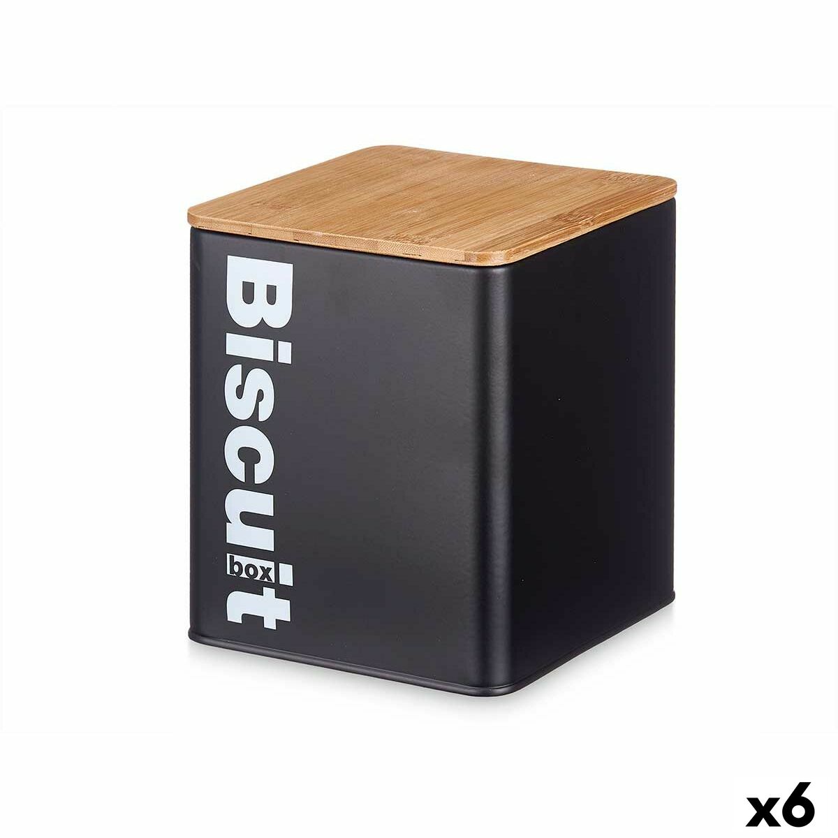 Caja de galletas y bollos Metal negro 13,7 x 16,5 x 14 cm (6 piezas)