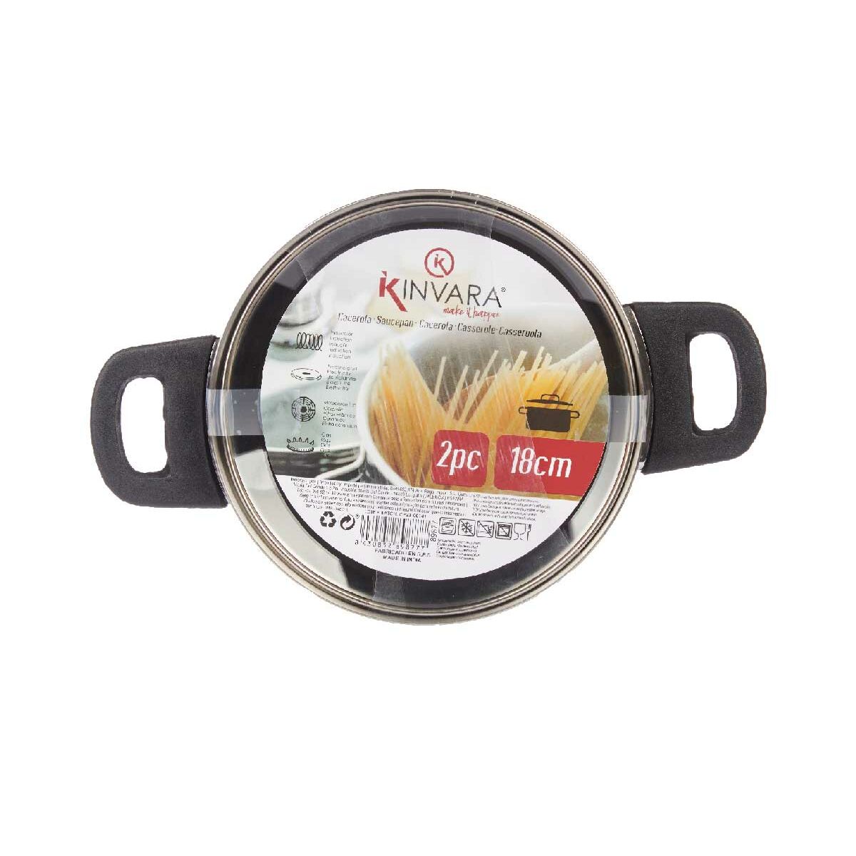 Პანი შუშის საფარით ვერცხლისფერი უჟანგავი ფოლადი 1.8 L 28 x 9 x 18 სმ (6 ცალი)-3