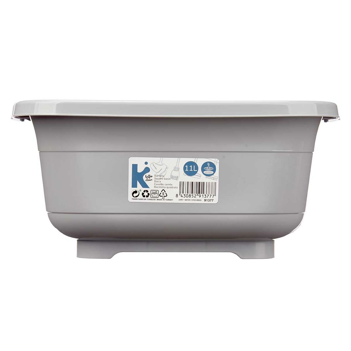 Basin Grey Plastic 11 L (12 pieces)-3