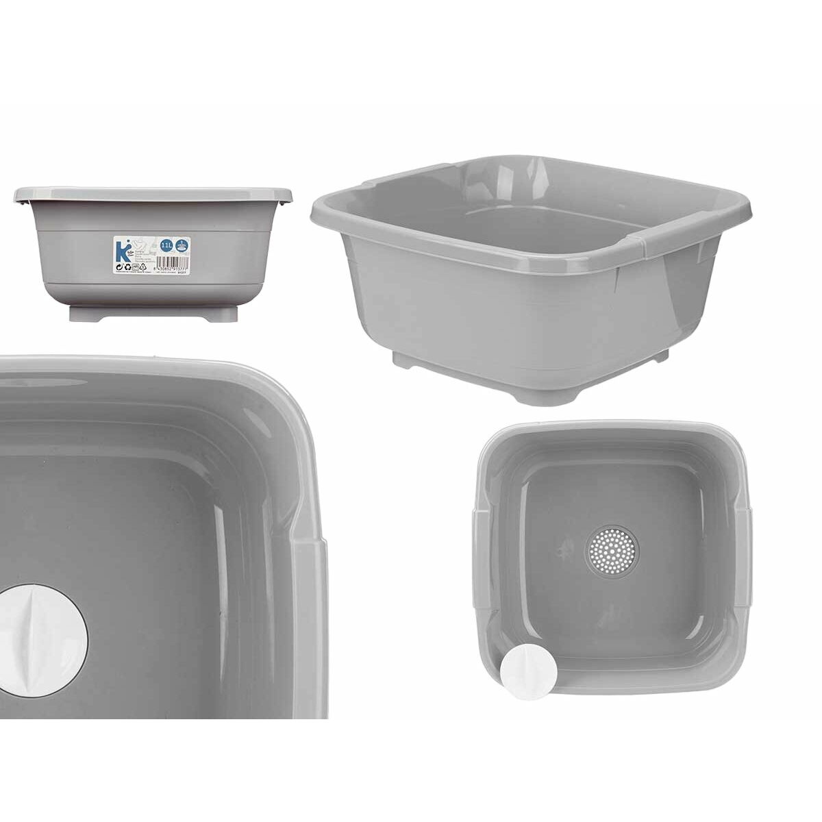 Basin Grey Plastic 11 L (12 pieces)-5