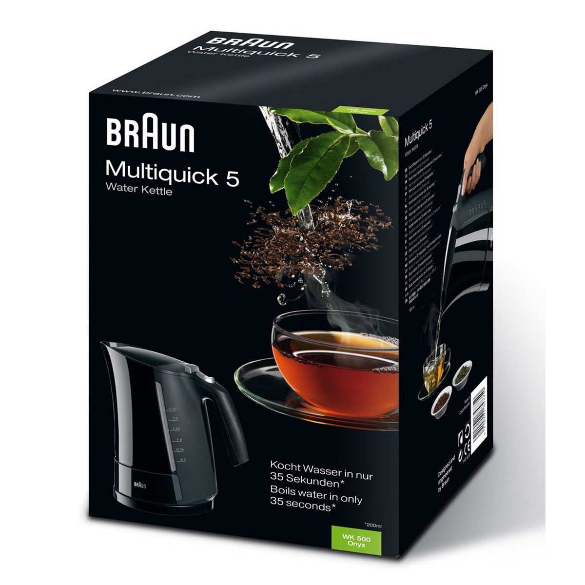 Electric kettle with LED lighting Braun 533631 1.7 L Black Plastic 3000 W 1.7 L-3