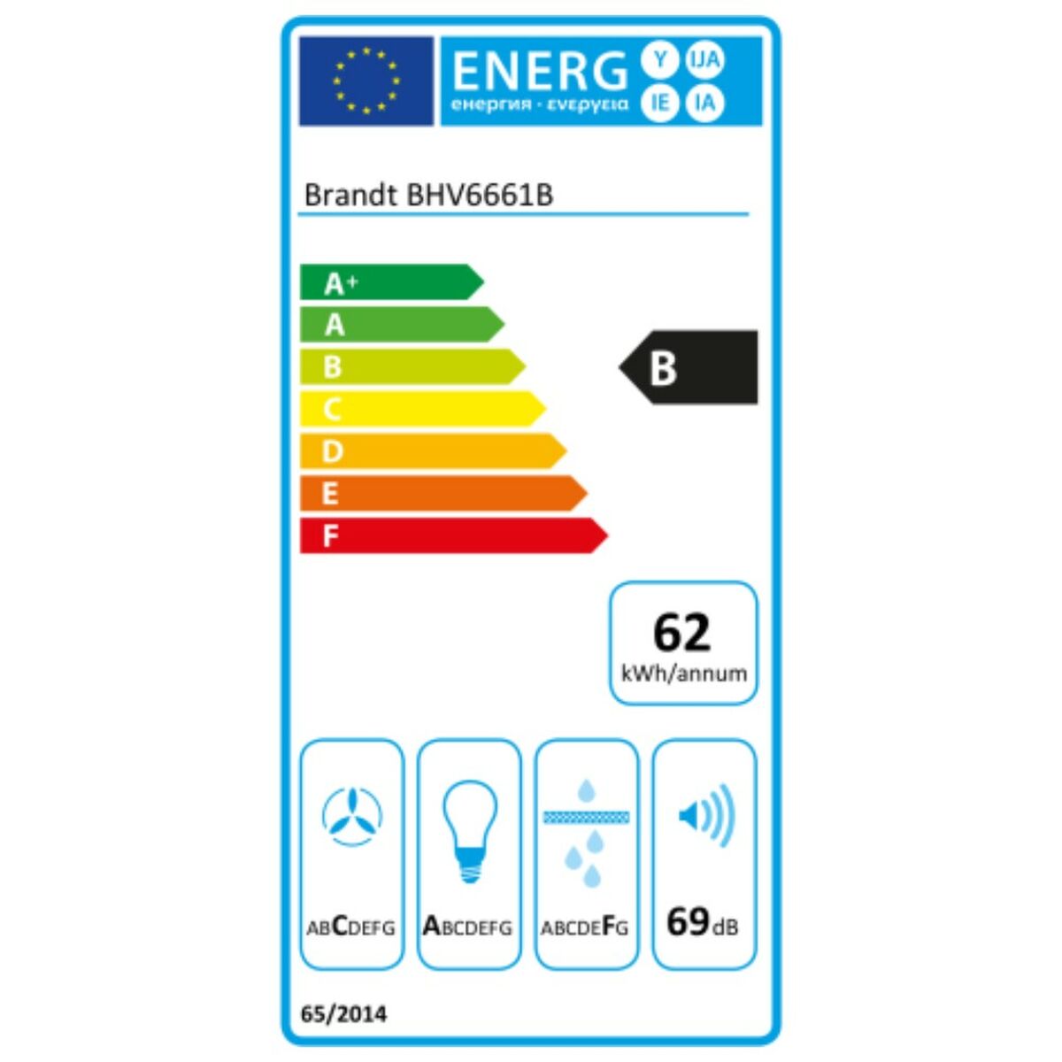 Традиционная вытяжка Brandt BHV6661B 525 M3/H Чёрный (60 cm)-2