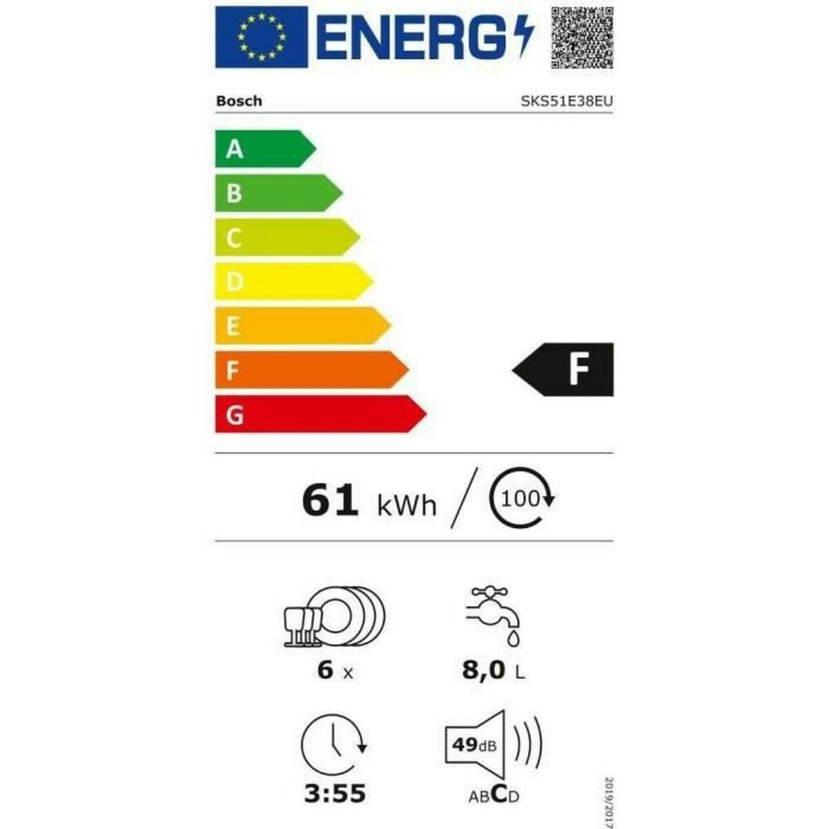 Посудомоечная машина BOSCH SKS51E38EU 6 L 2400 W (55 cm)-2