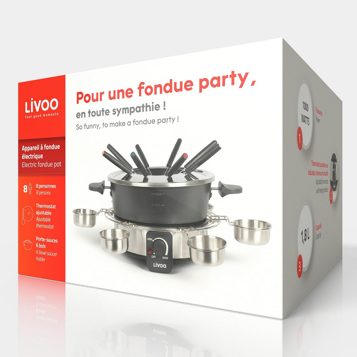 Аппарат для фондю Livoo 1000 W 1,8 L-2