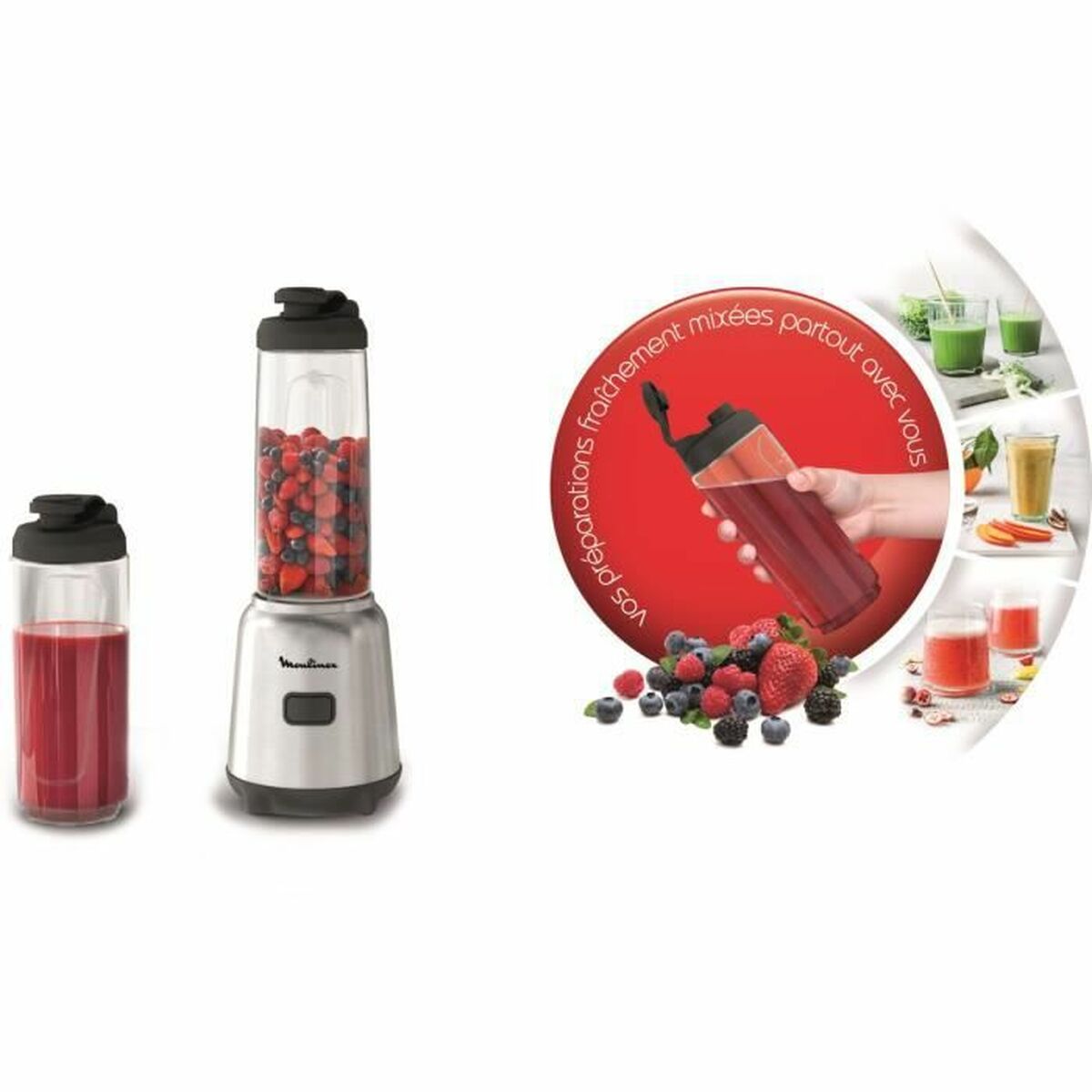 Миксер с колбой Moulinex LM15FD10 Mini Blender 300 W Серебристый 300 W 1 L-3