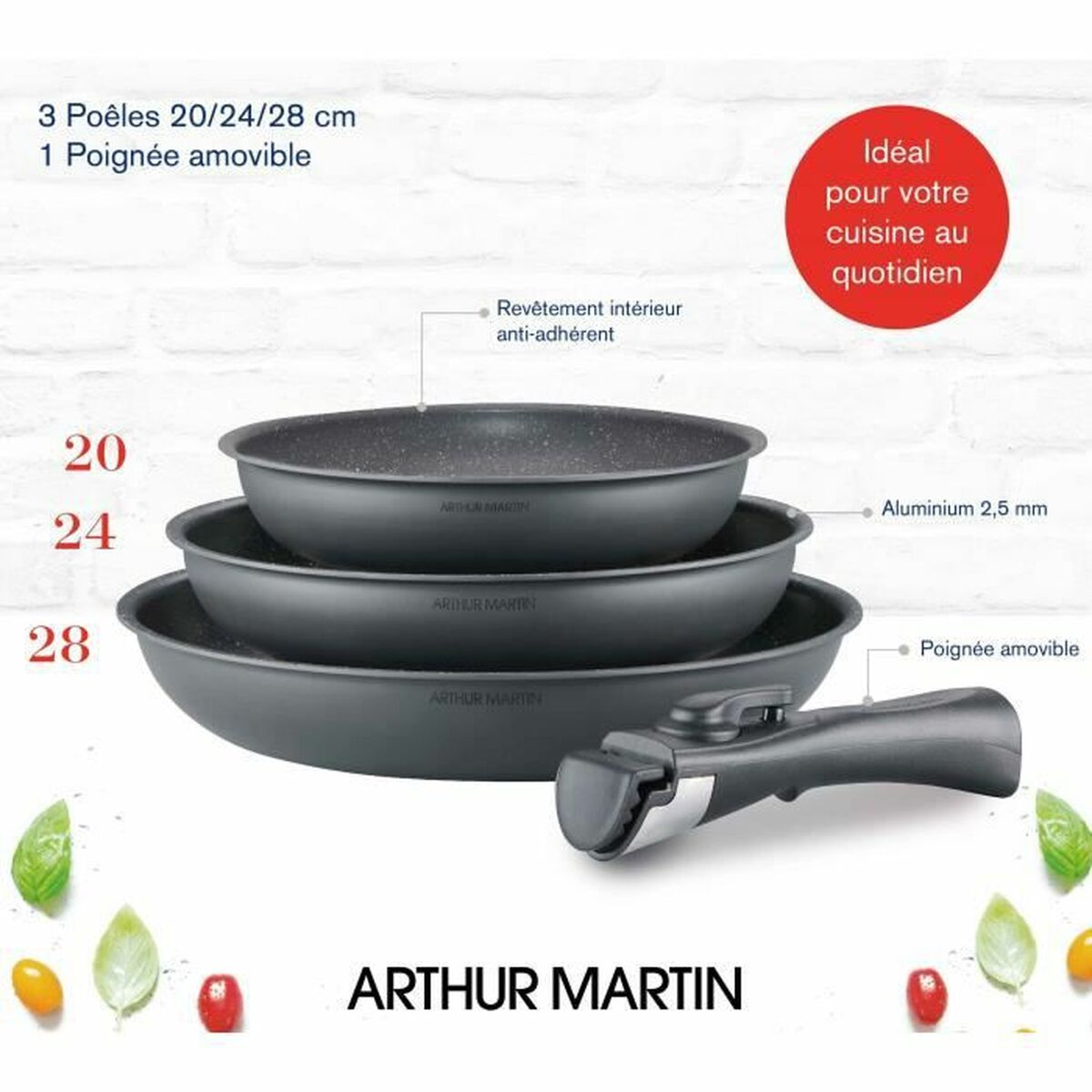 Посудный набор Arthur Martin AM521 Серый 4 Предметы-2