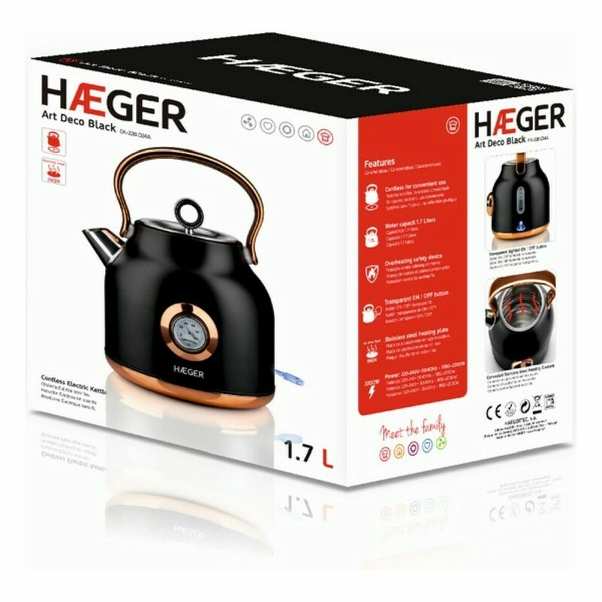 Электрочайник и Заварник Haeger EK-22B.024A Чёрный Нержавеющая сталь 2200 W 1,7 L-2