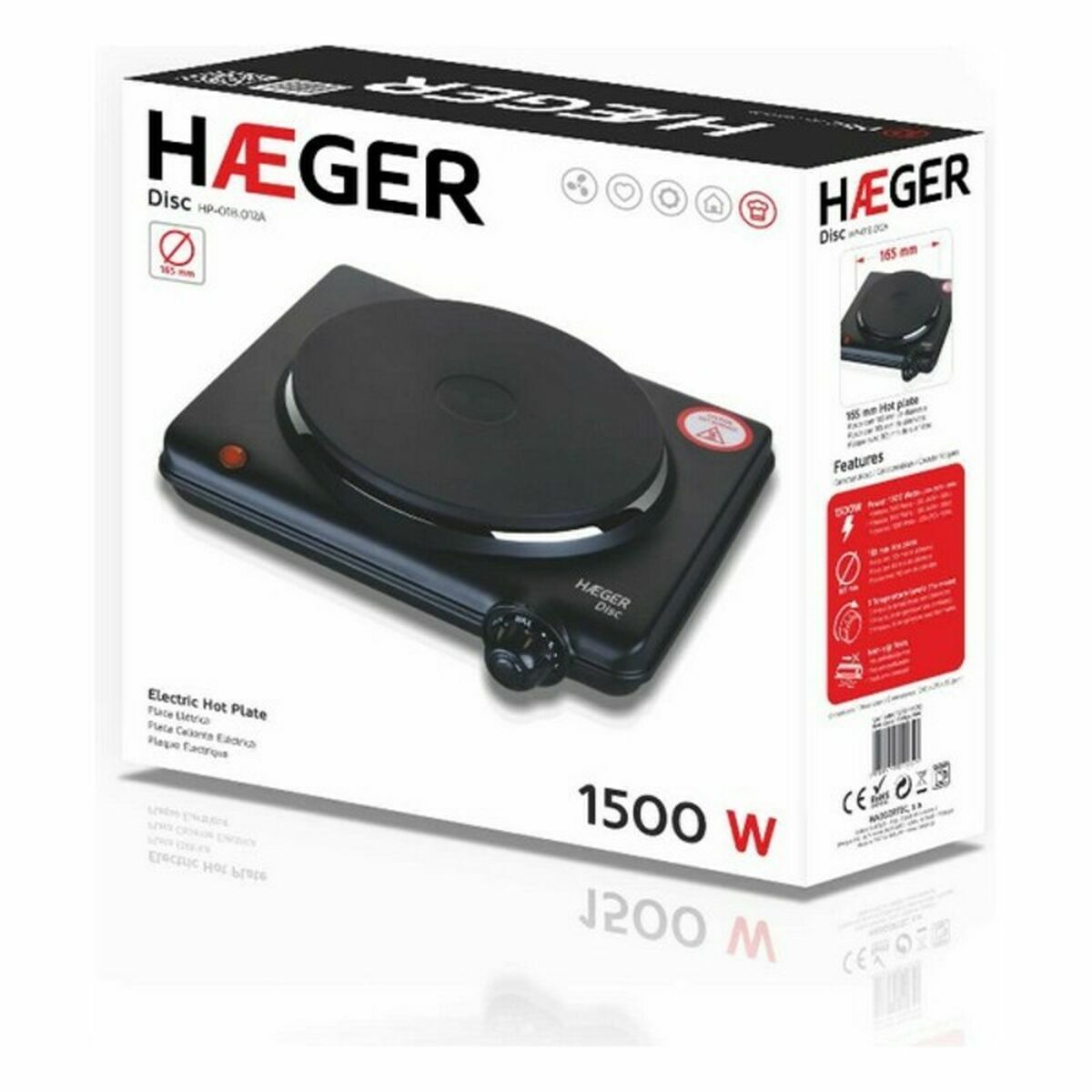 Электрическая Плитка Haeger HP-01B.012A 1500 W Чёрный Разноцветный-2