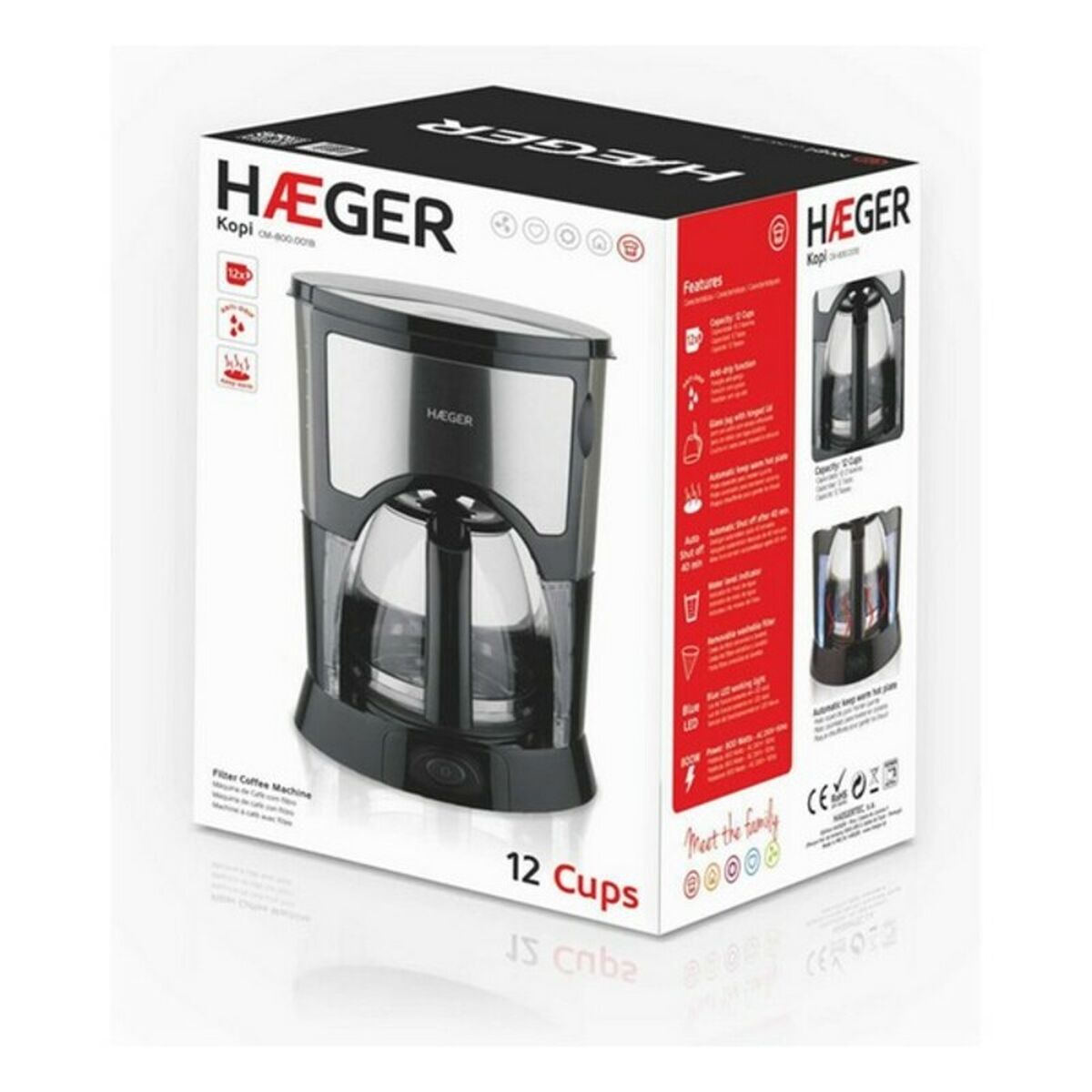 Капельная кофеварка Haeger CM-800.001B 800W Чёрный 800 W 550 W-2