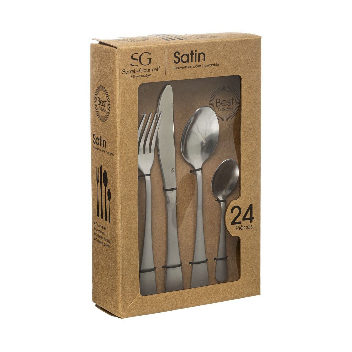 Столовые приборы Satin Сталь Нержавеющая сталь 24 Предметы-6