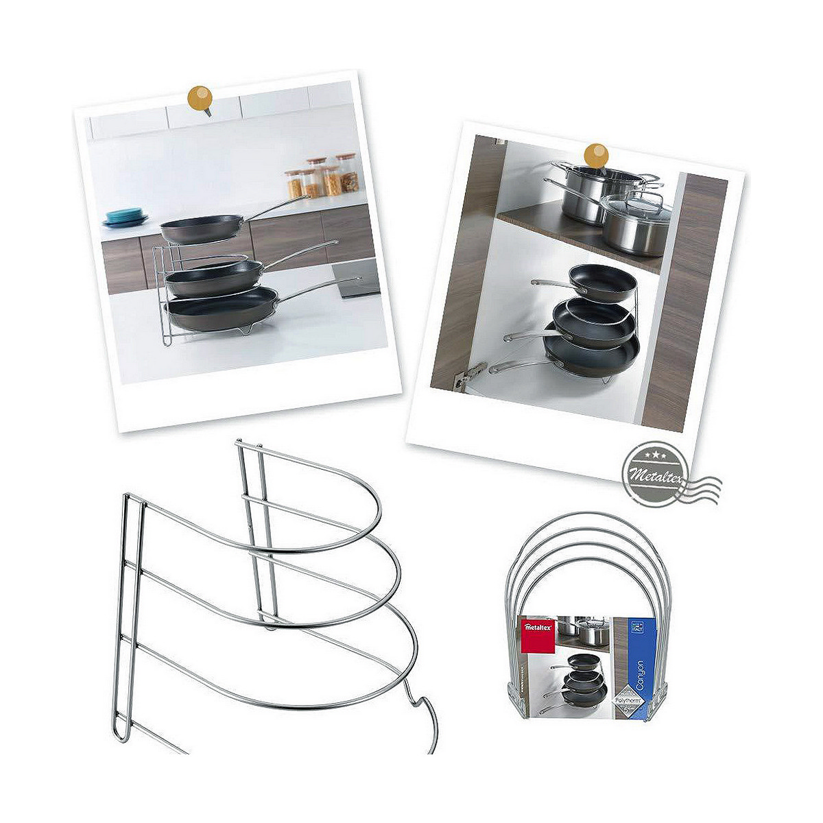 Органайзер сковород Metaltex Canyon Металл (23 x 27 x 23 cm)-3