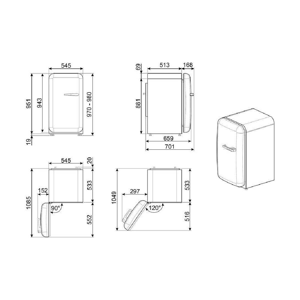 Мини холодильник Smeg FAB10LRD5 Красный-2