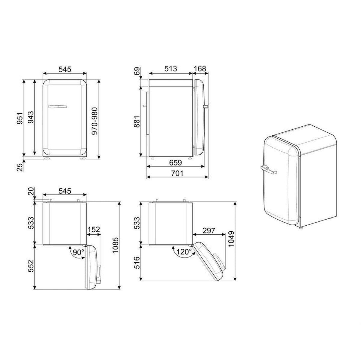 Холодильник Smeg FAB10RWH5 Белый-3