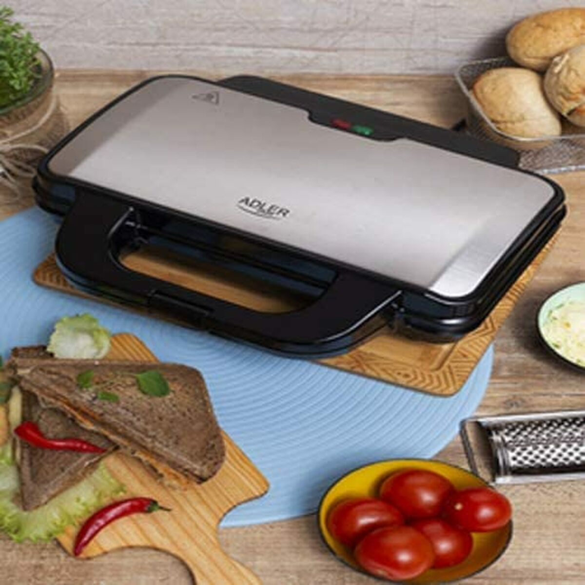 Бутербродница Adler AD 3043 Чёрный Разноцветный 1300 W-6