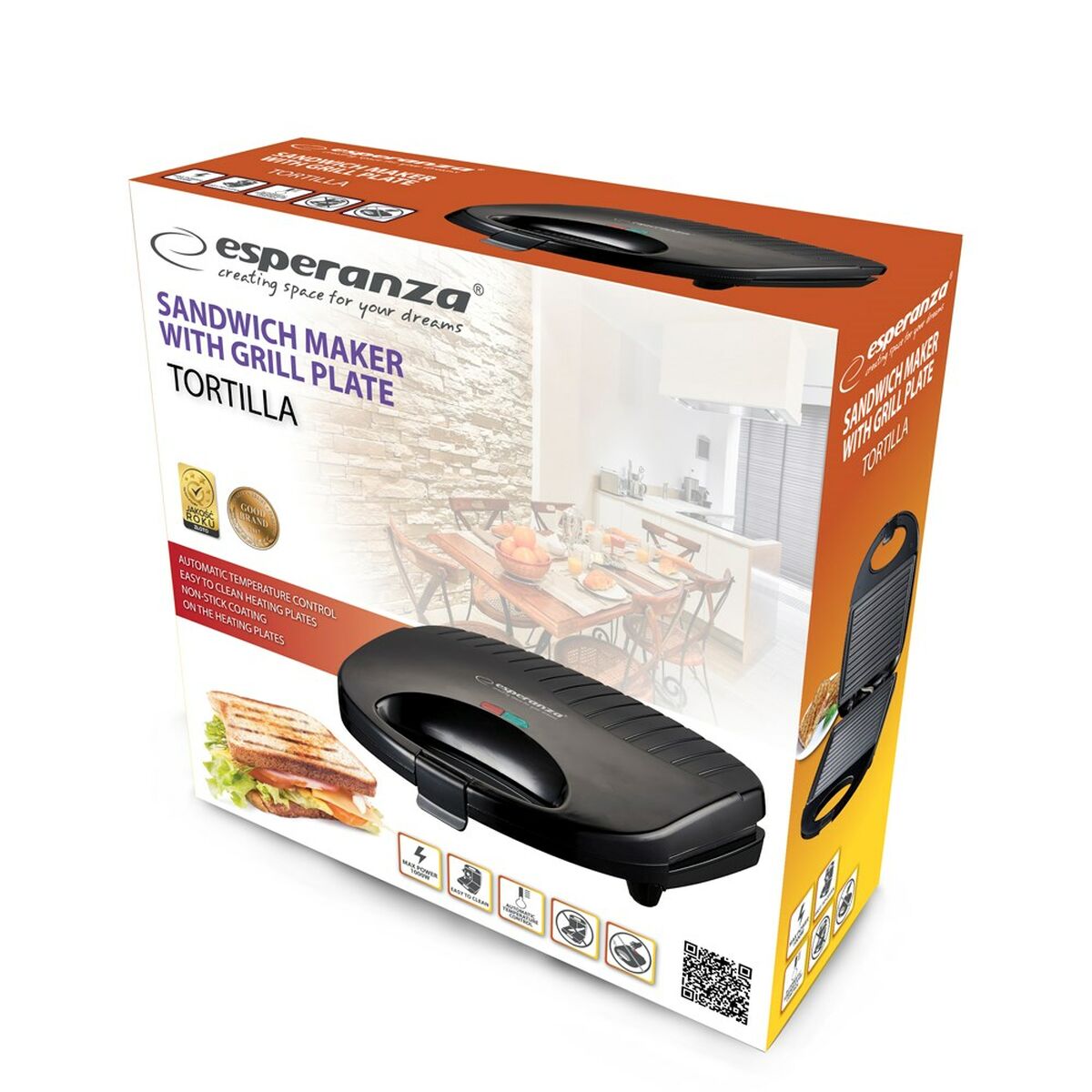 Бутербродница Esperanza EKT009 Чёрный 1000 W-2
