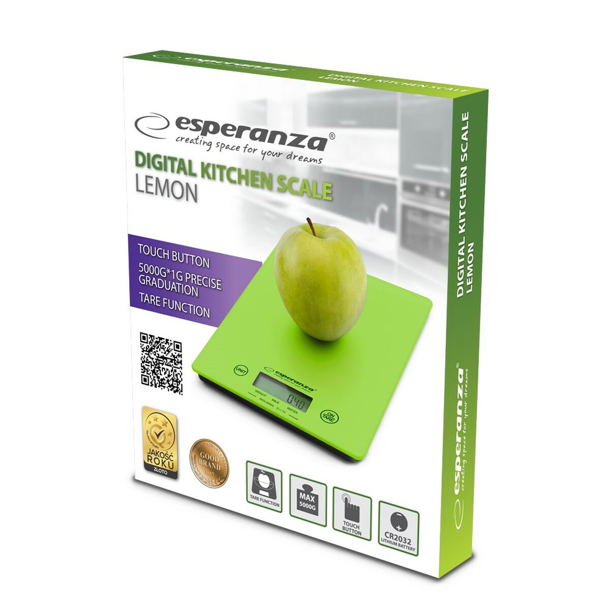 Ζυγαριές κουζίνας Esperanza EKS002G Green 5 kg-2