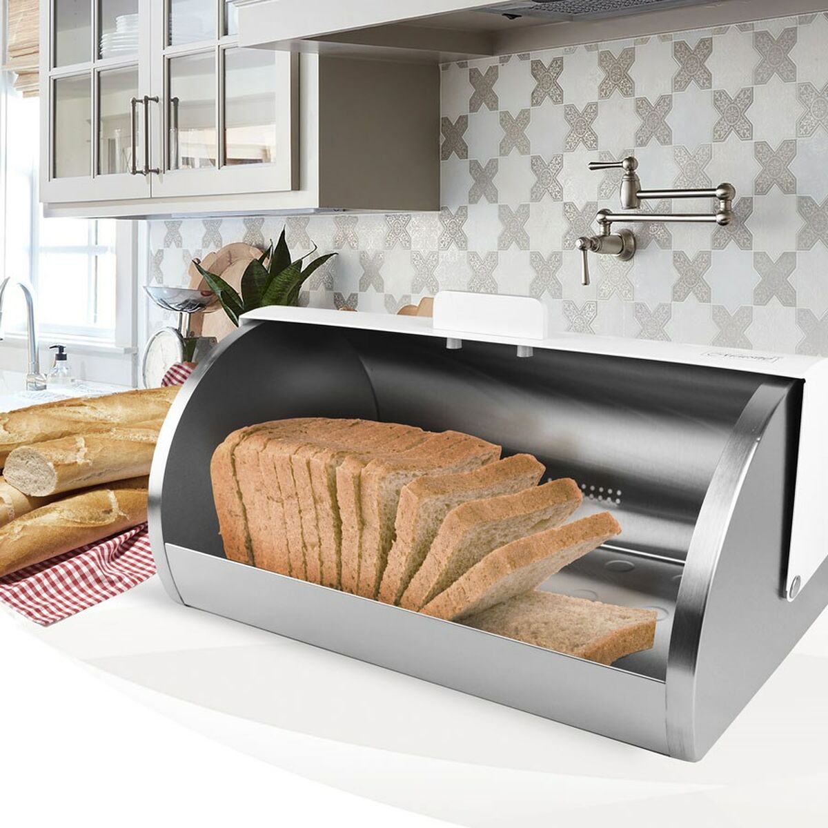 Bread Bowl Feel Maestro MR-1676 White Silver Steel Stainless Steel-3