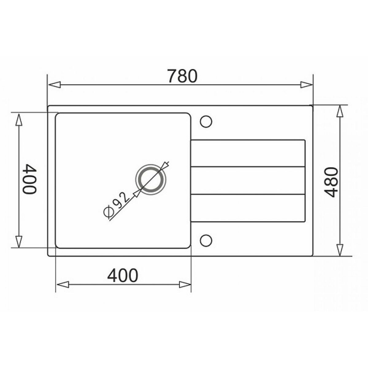 Раковина с одной мойкой Pyramis 78x50 1B 1D 070052701 czarny Чёрный-2